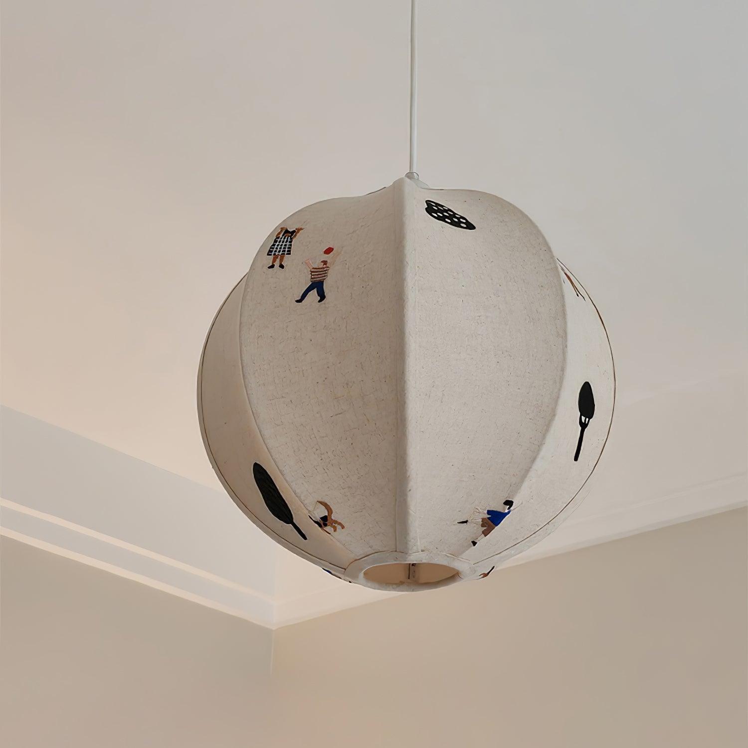 Elva Suspension Boule en Papier avec Motifs Dessinés