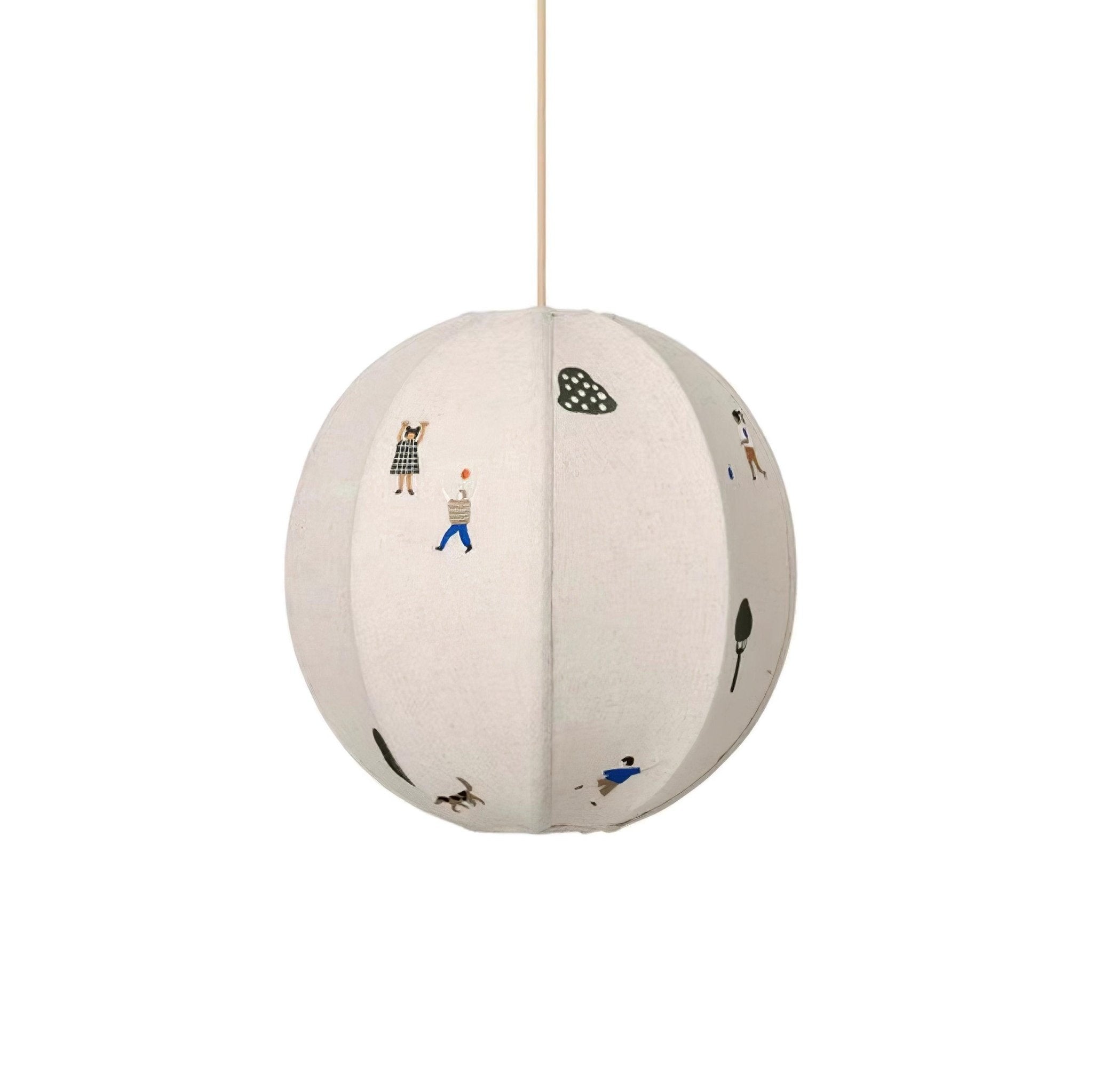 Elva Suspension Boule en Papier avec Motifs Dessinés