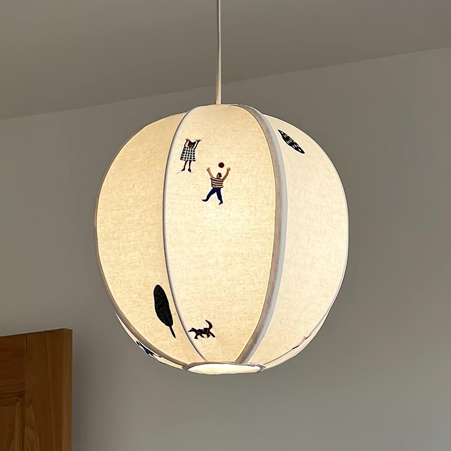 Elva Suspension Boule en Papier avec Motifs Dessinés
