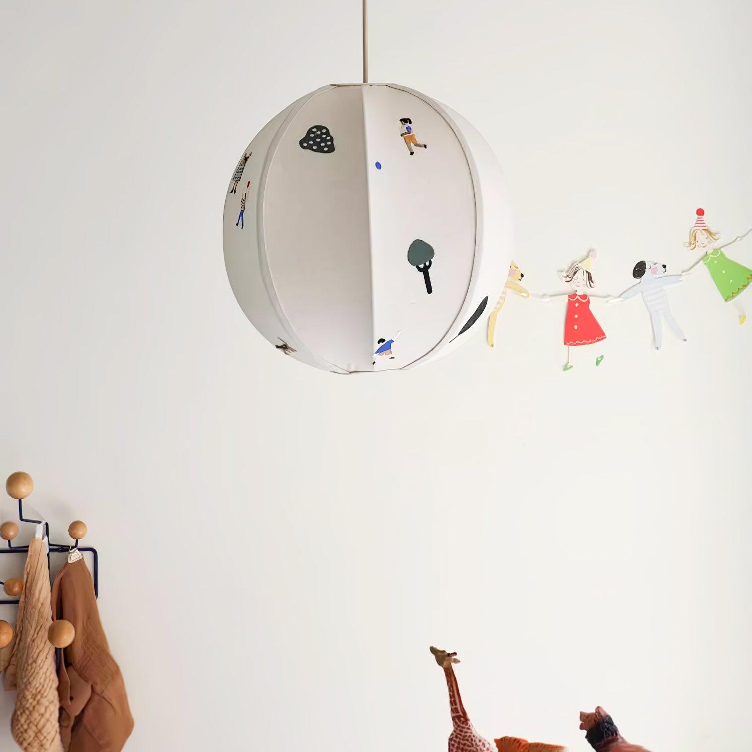 Elva Suspension Boule en Papier avec Motifs Dessinés