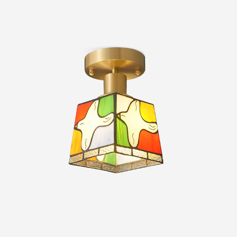 Peace Plafonnier Colombe Verre Mosaïque Laiton - Neutralighting