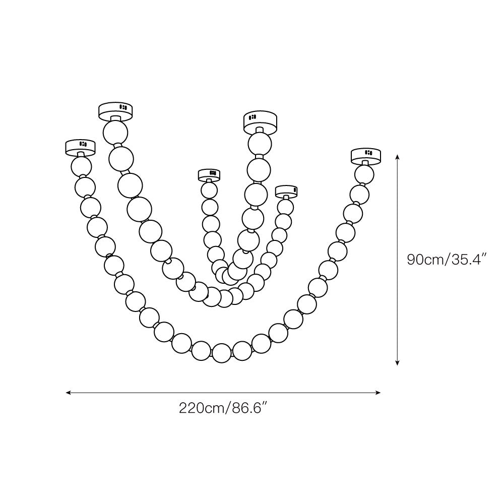 Icarara Modern Minimalist Pearl Necklace Glass Chandelier - Lamp Copper