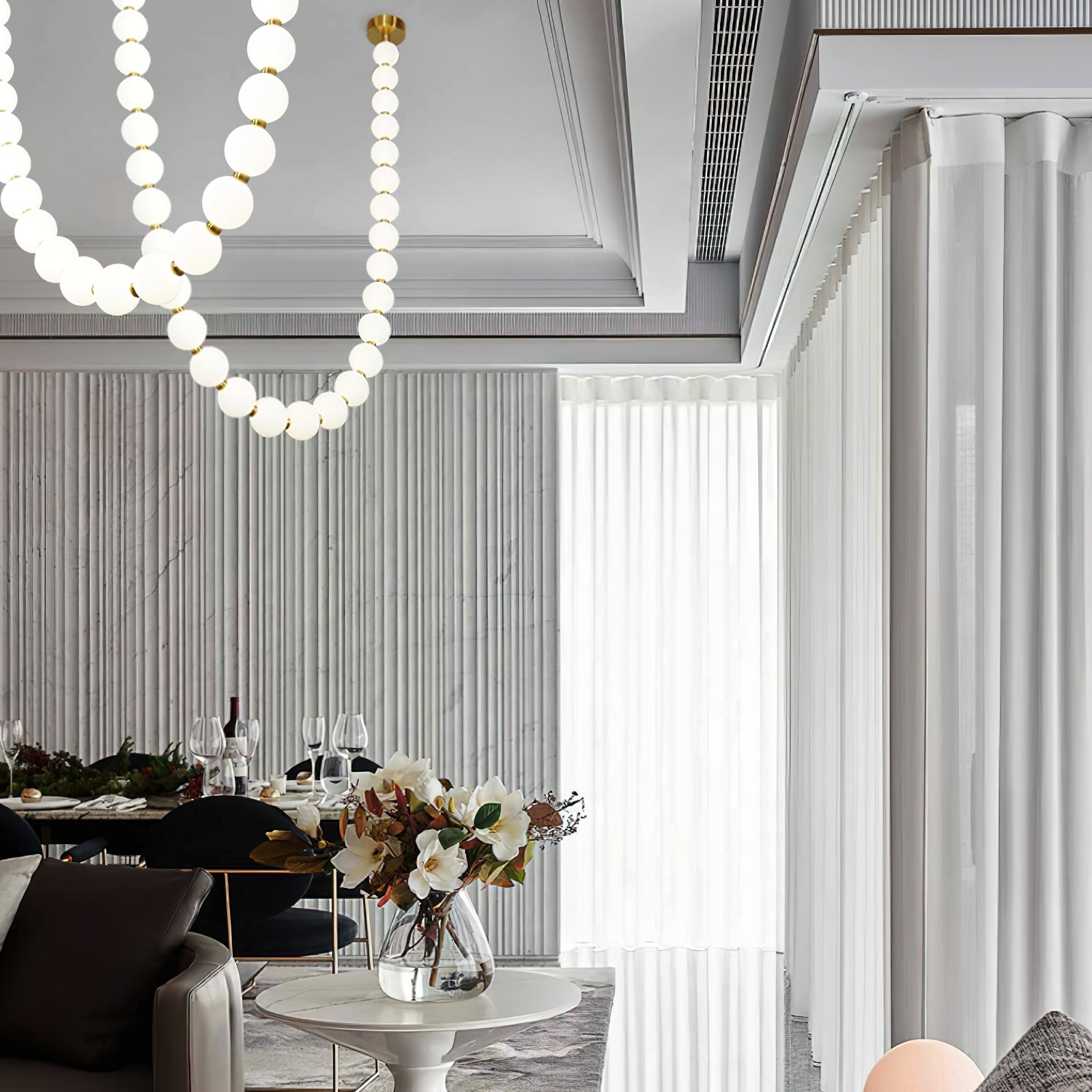 Icarara Modern Minimalist Pearl Necklace Glass Chandelier - Lamp Copper
