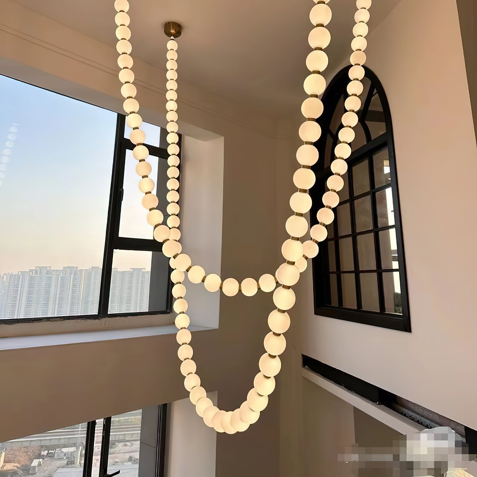 Icarara Modern Minimalist Pearl Necklace Glass Chandelier - Lamp Copper