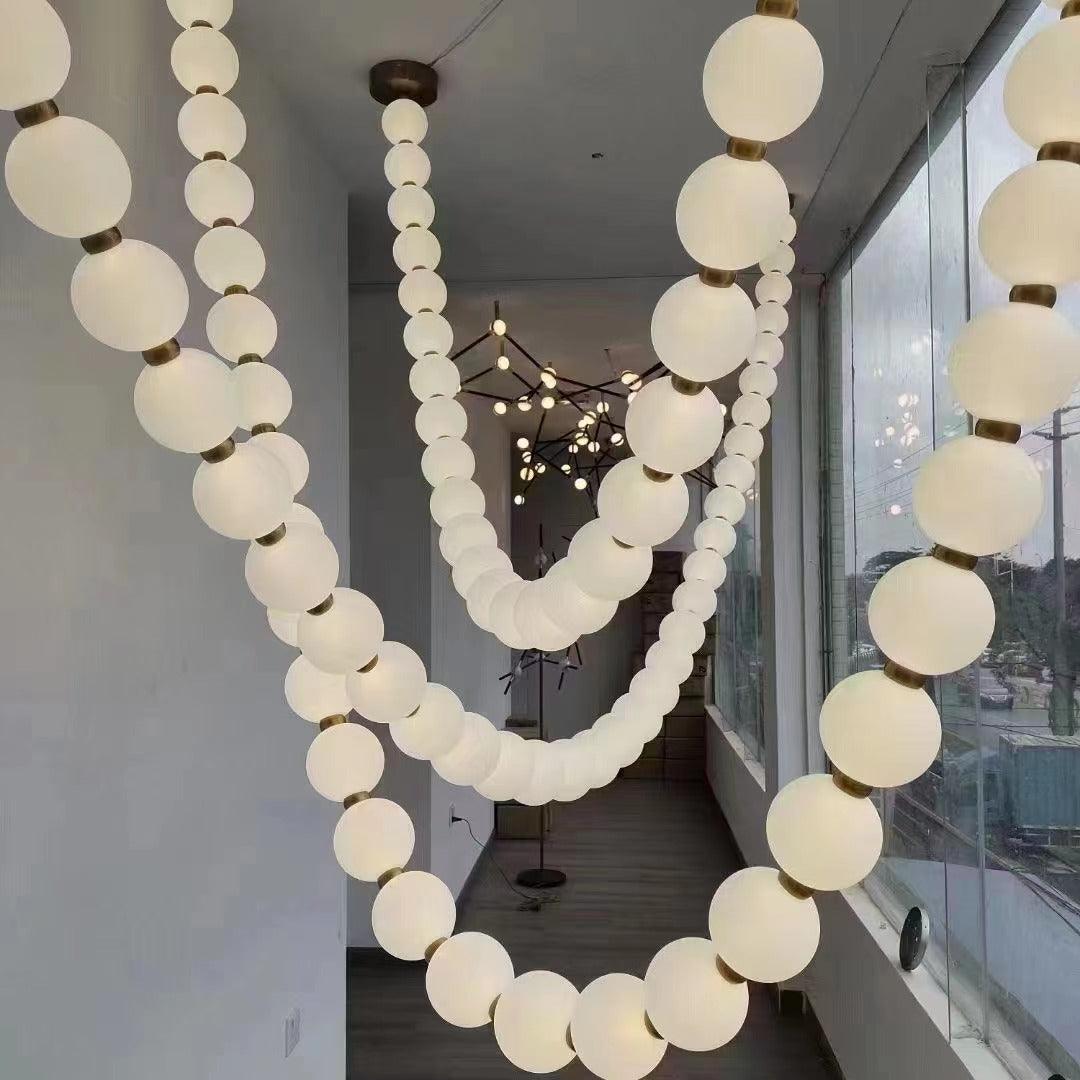 Icarara Modern Minimalist Pearl Necklace Glass Chandelier - Lamp Copper