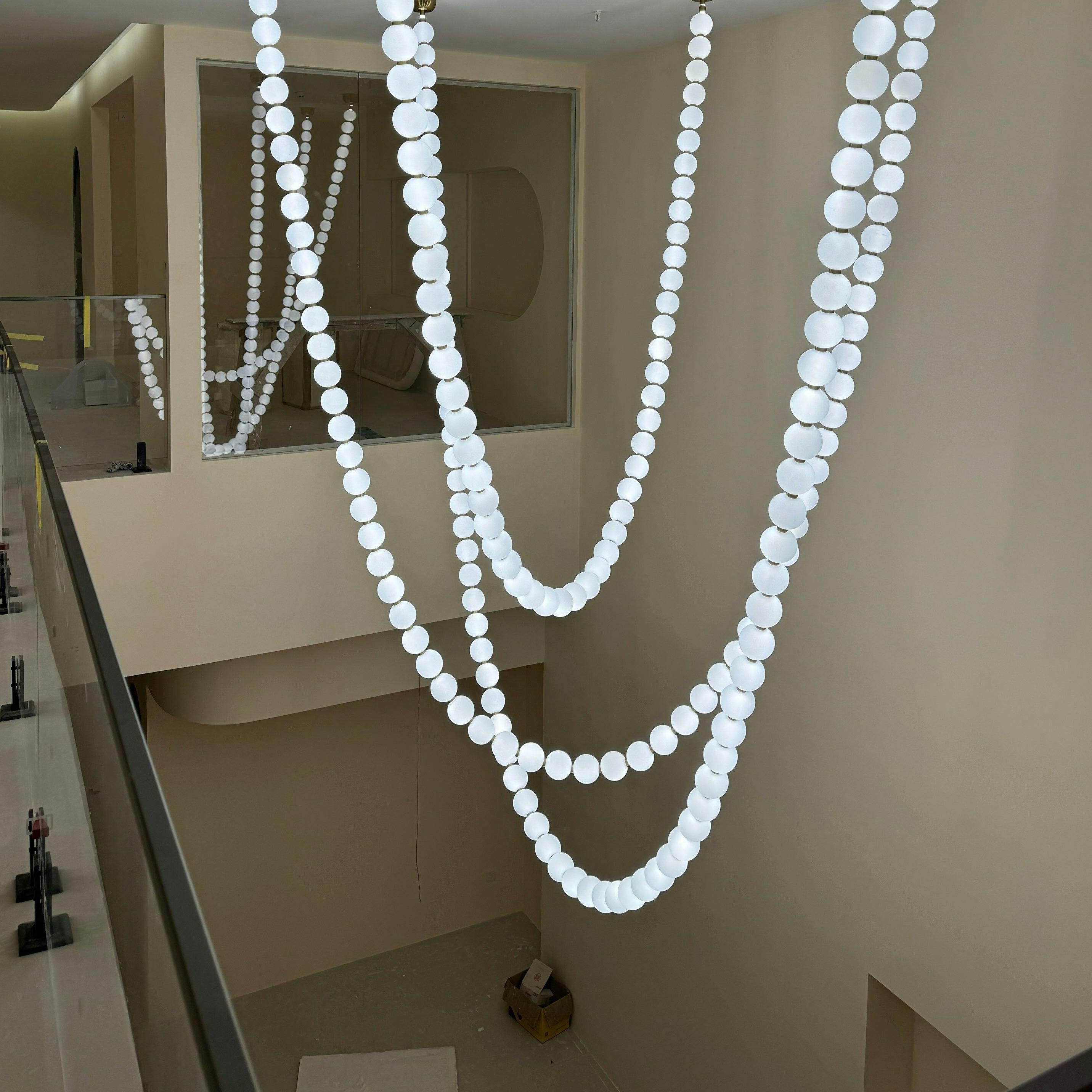 Icarara Modern Minimalist Pearl Necklace Glass Chandelier - Lamp Copper