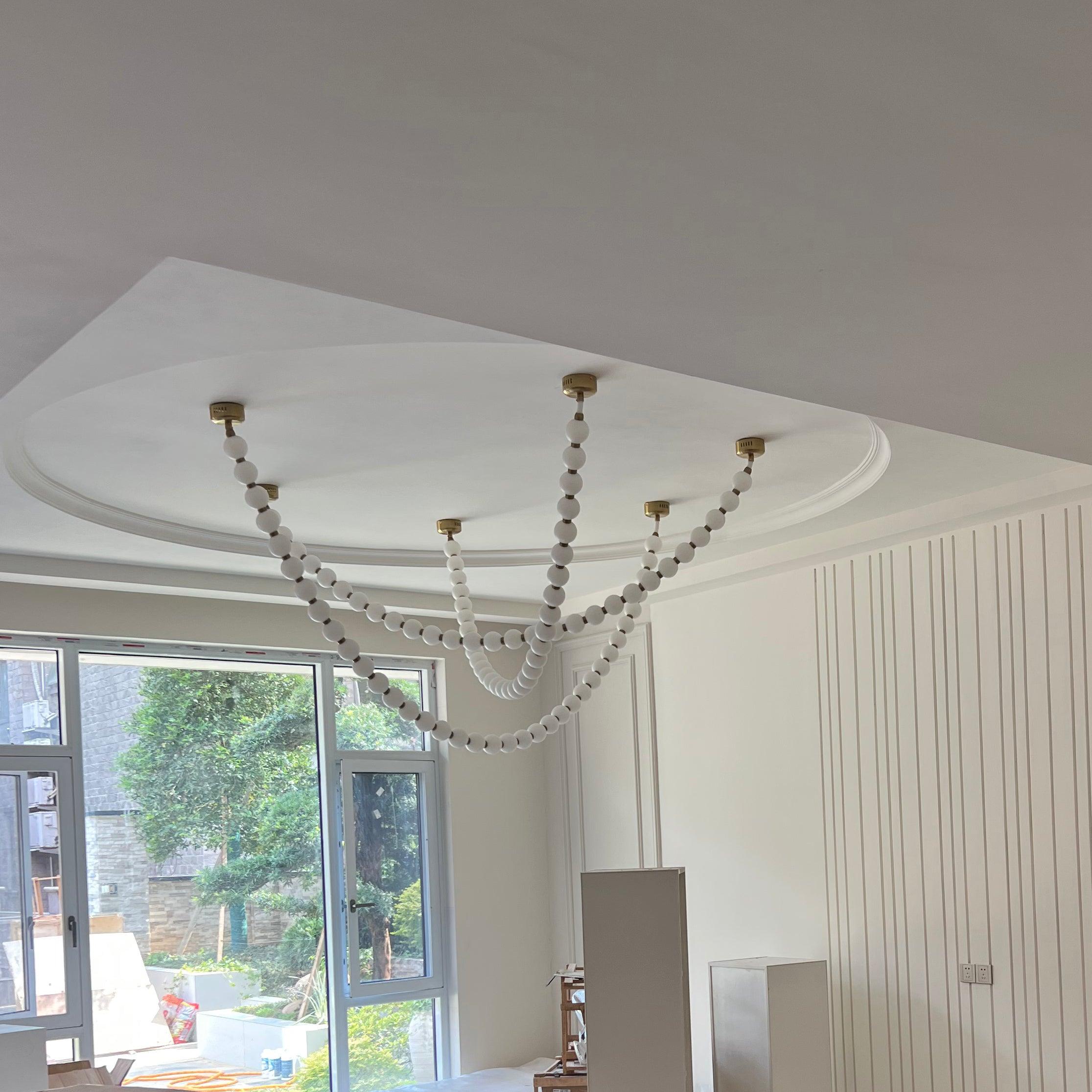 Icarara Modern Minimalist Pearl Necklace Glass Chandelier - Lamp Copper