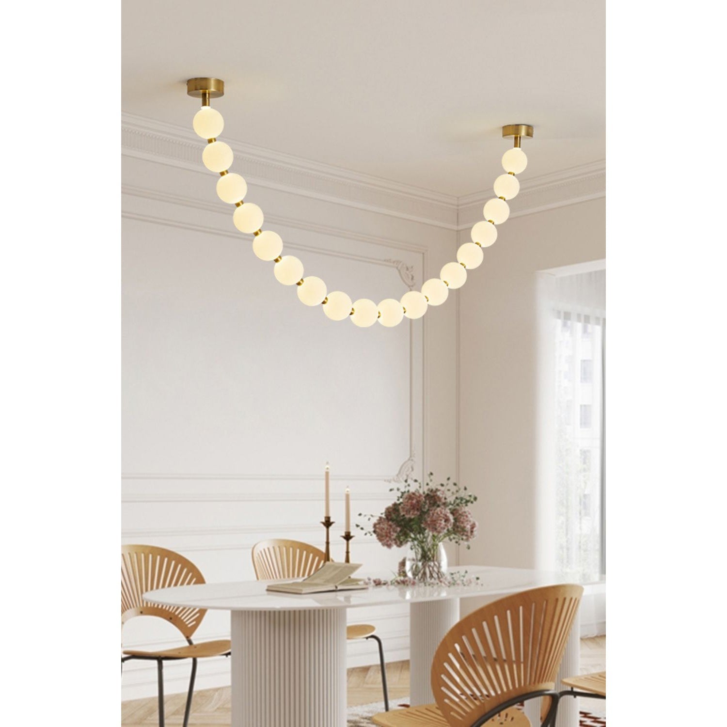 Icarara Modern Minimalist Pearl Necklace Glass Chandelier - Lamp Copper