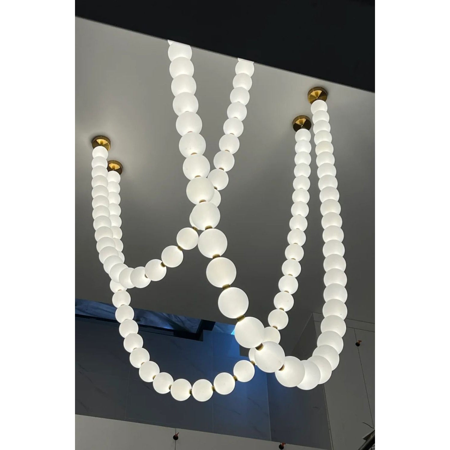 Icarara Modern Minimalist Pearl Necklace Glass Chandelier - Lamp Copper