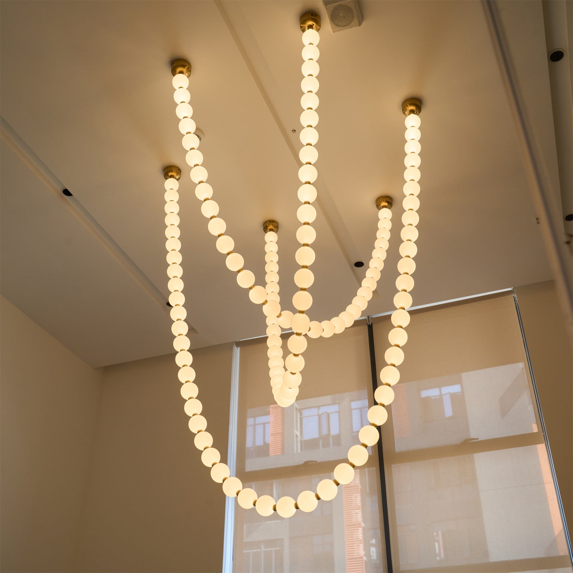 Icarara Modern Minimalist Pearl Necklace Glass Chandelier - Lamp Copper