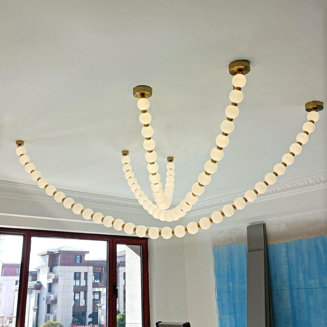 Icarara Modern Minimalist Pearl Necklace Glass Chandelier - Lamp Copper