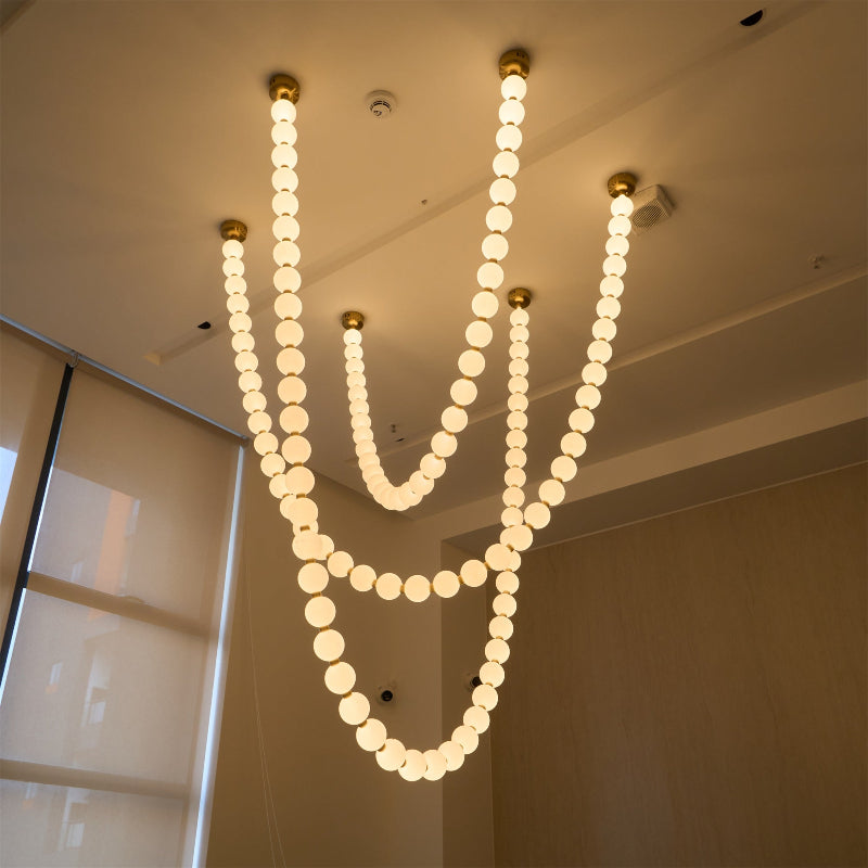 Icarara Modern Minimalist Pearl Necklace Glass Chandelier - Lamp Copper