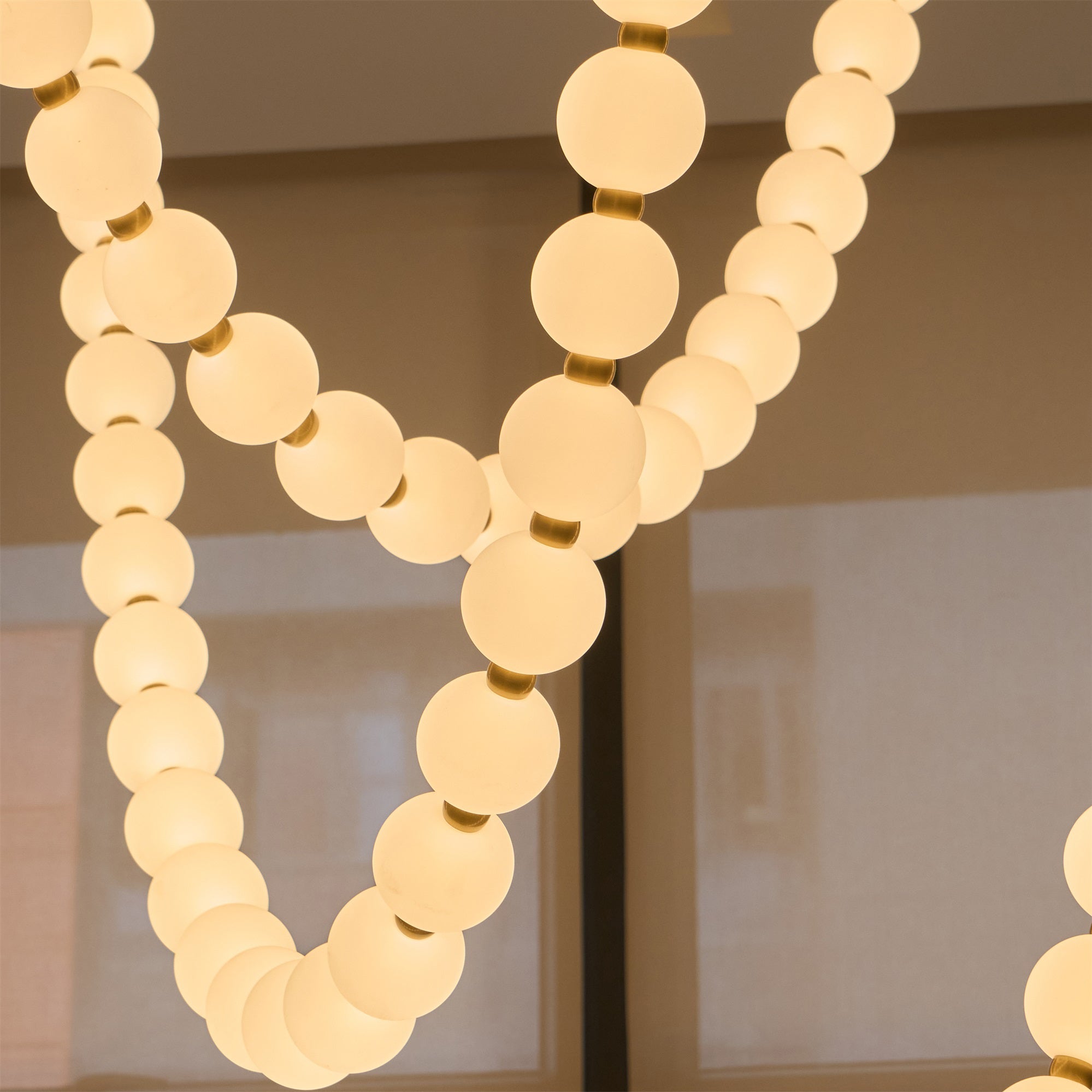 Icarara Modern Minimalist Pearl Necklace Glass Chandelier - Lamp Copper