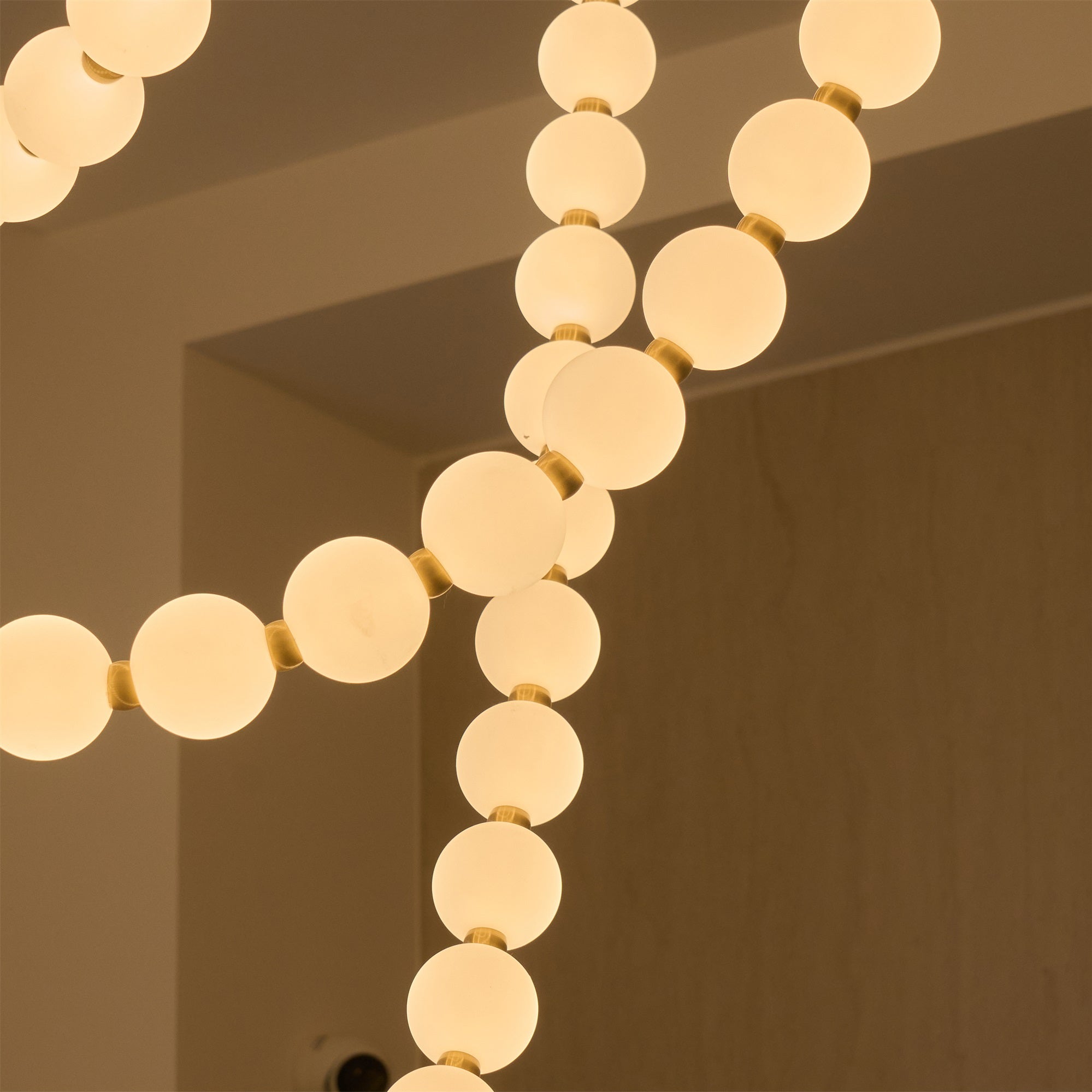 Icarara Modern Minimalist Pearl Necklace Glass Chandelier - Lamp Copper