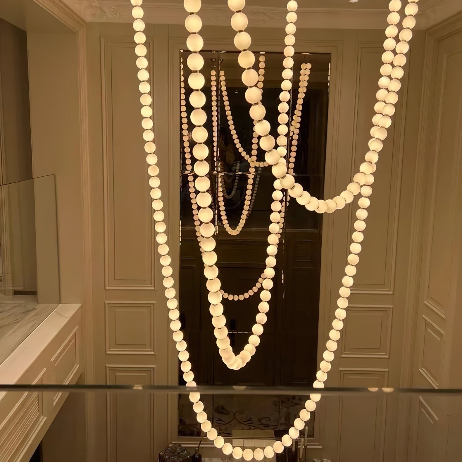 Icarara Modern Minimalist Pearl Necklace Glass Chandelier - Lamp Copper