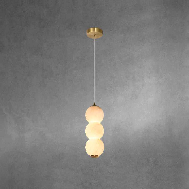 Elore Modern Minimalist Pearl Alabaster Pendant Light - Lamp Copper