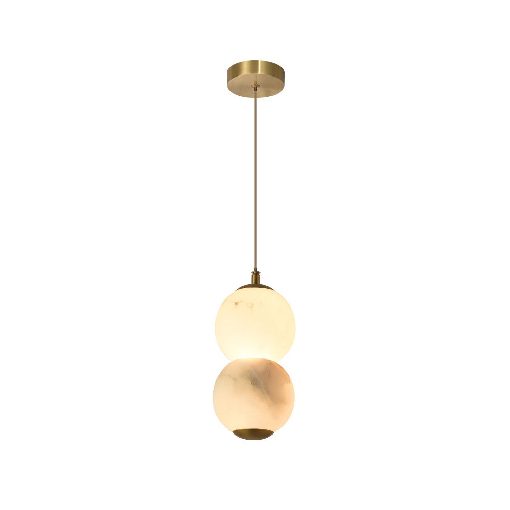Elore Modern Minimalist Pearl Alabaster Pendant Light - Lamp Copper