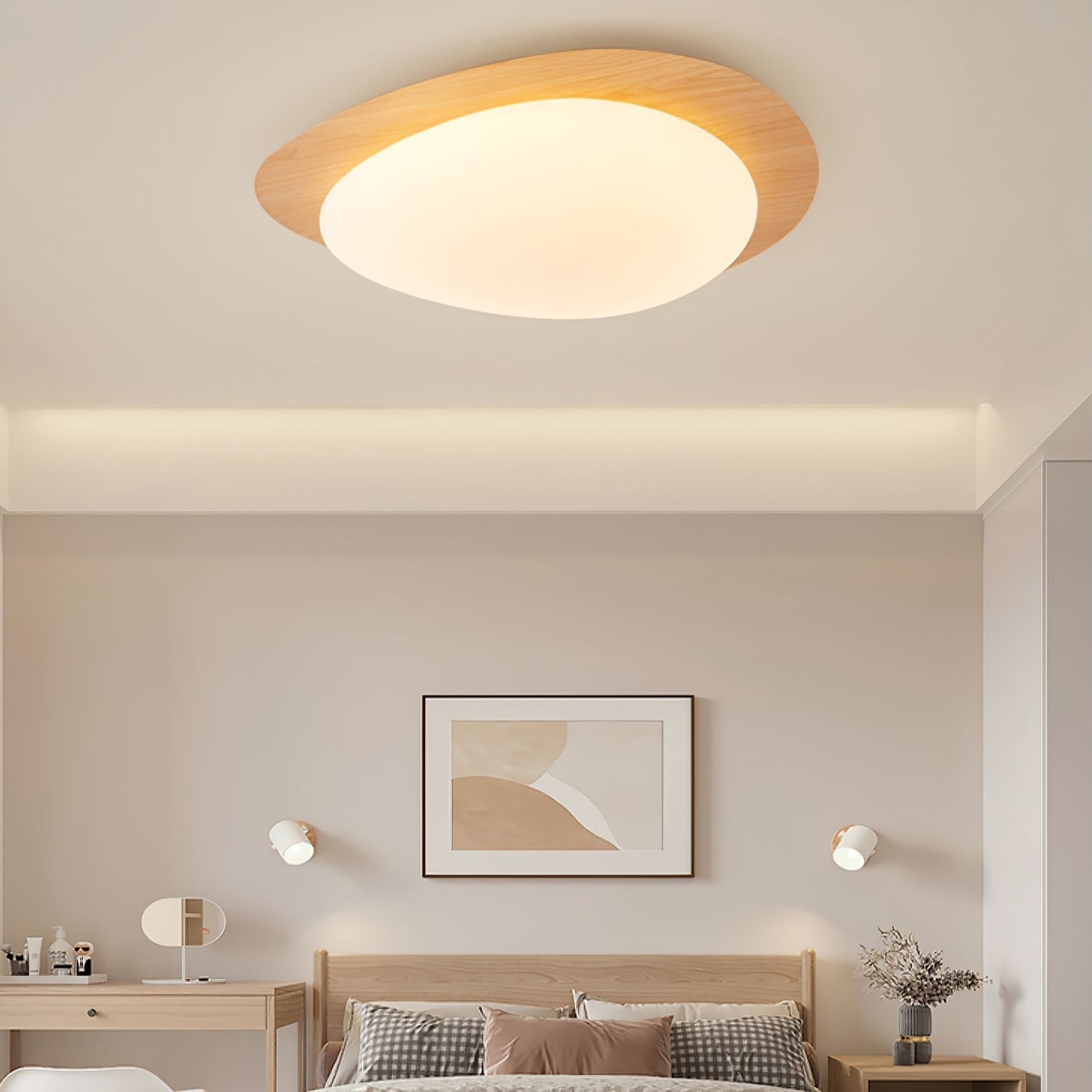 Quisti Plafonnier Galet Design Moderne Bois