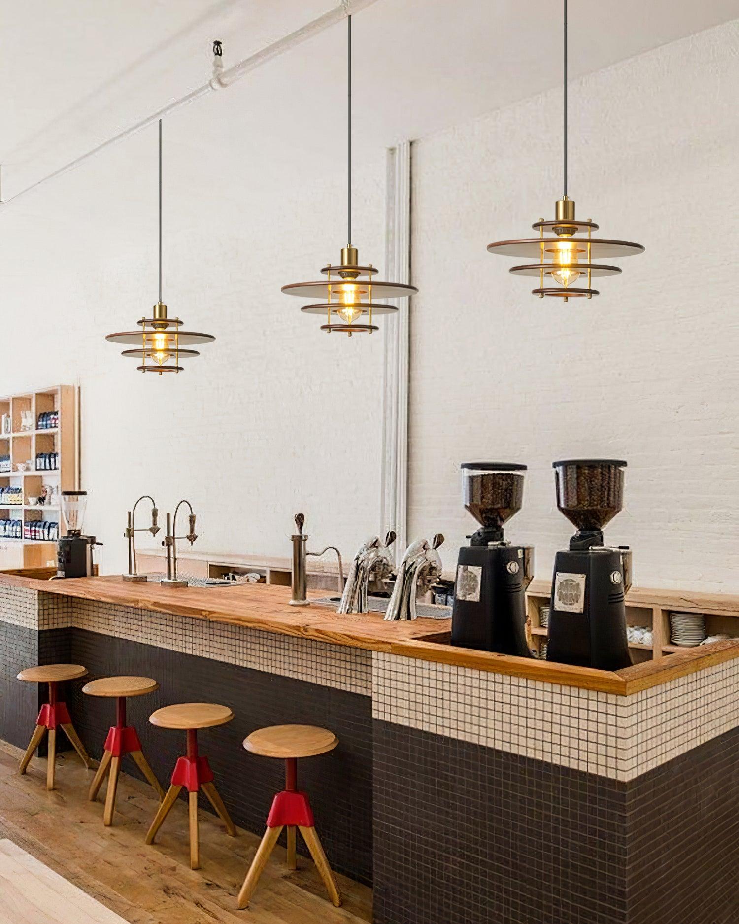 Pendel Pendant Lamp Layered Wood Brass Modern - Letslighting