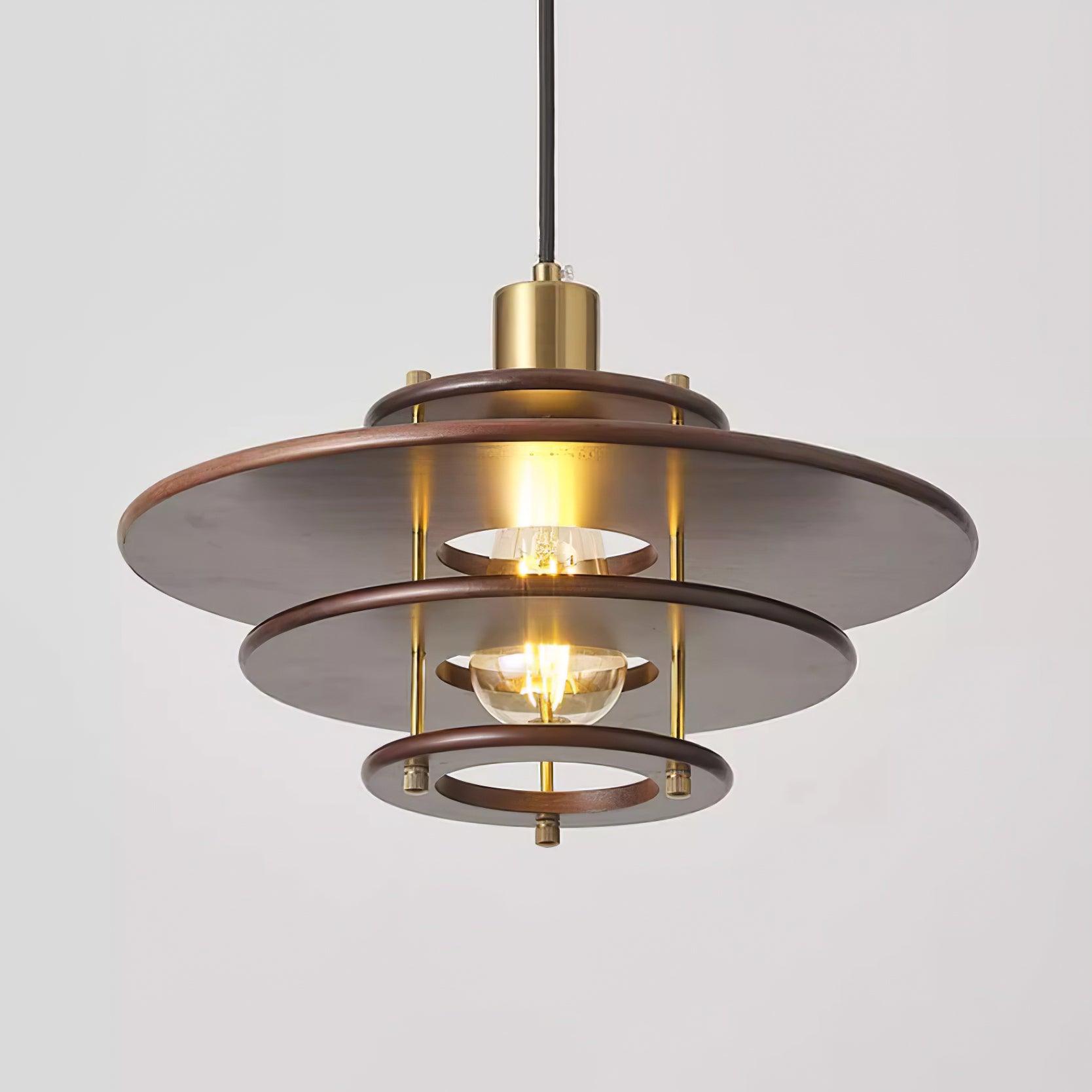 Pendel Pendant Lamp Layered Wood Brass Modern - Letslighting