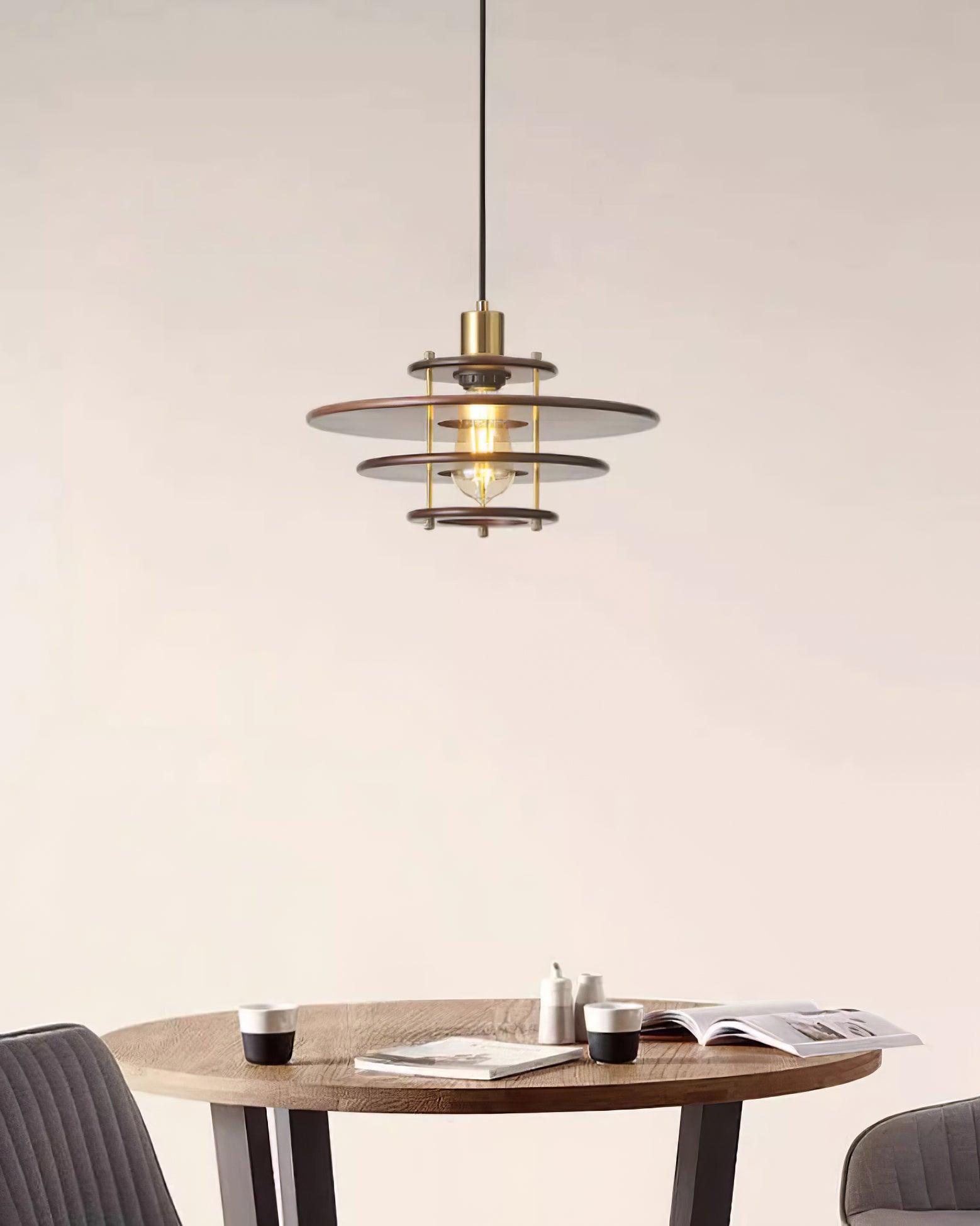 Pendel Pendant Lamp Layered Wood Brass Modern - Letslighting
