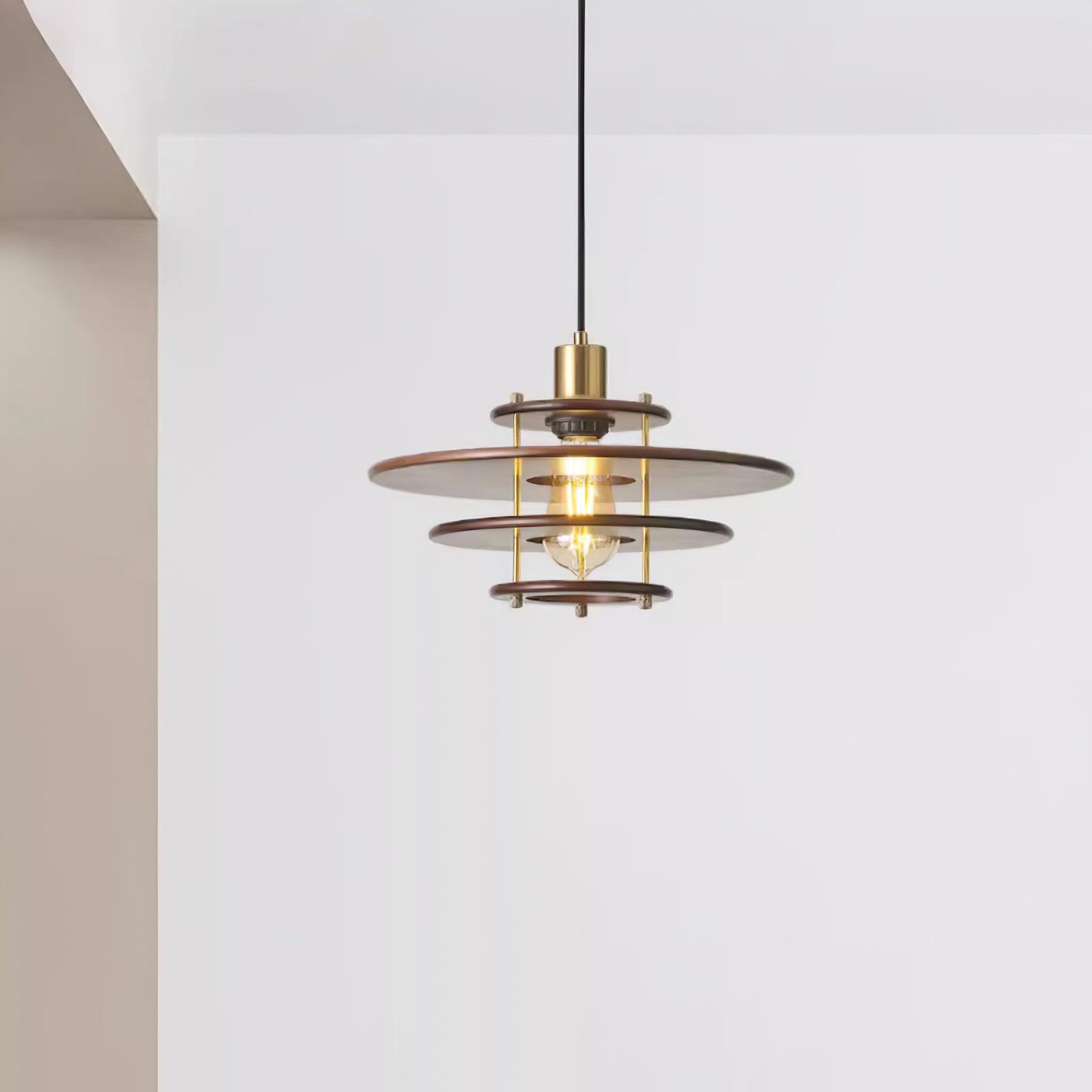 Pendel Pendant Lamp Layered Wood Brass Modern - Letslighting