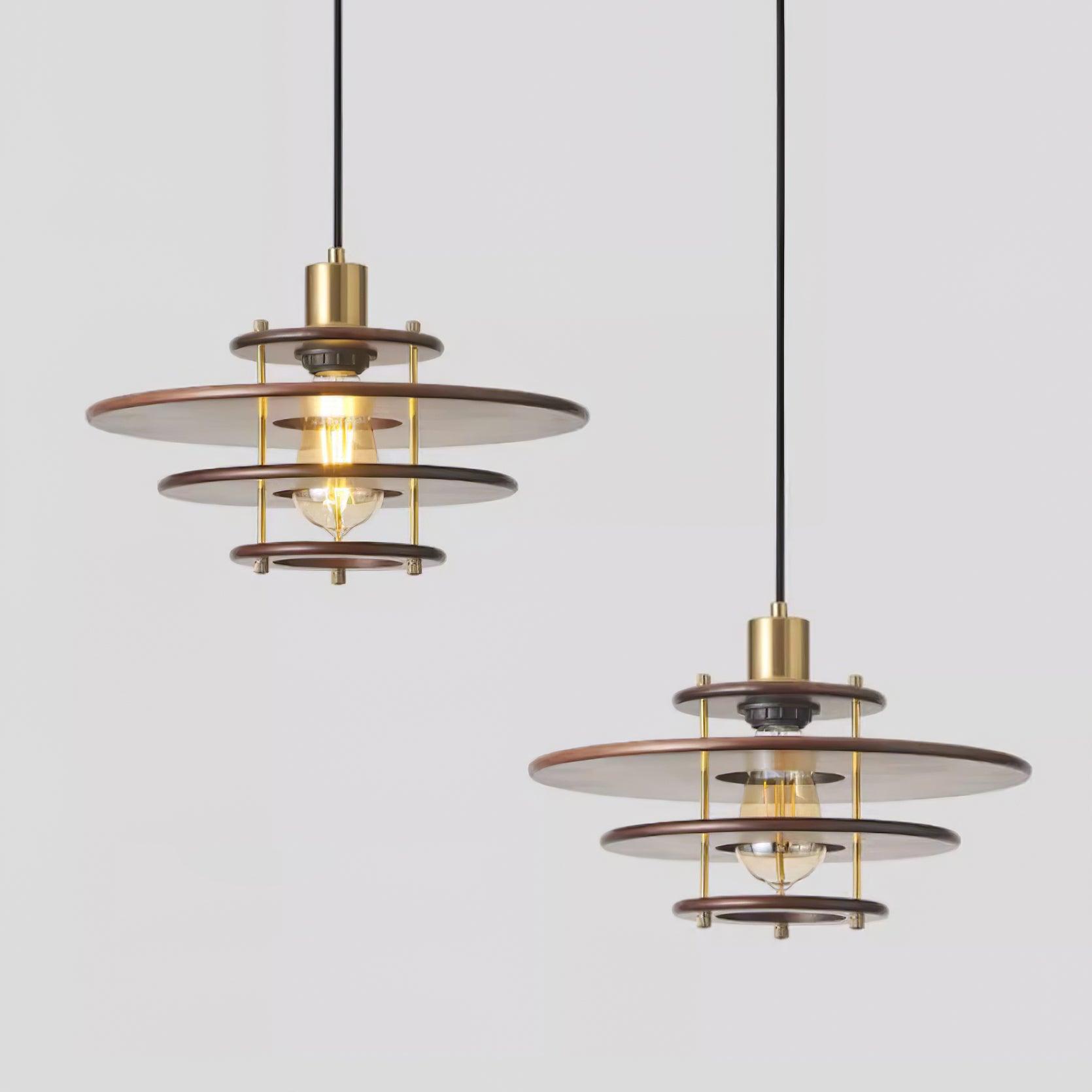 Pendel Pendant Lamp Layered Wood Brass Modern - Letslighting