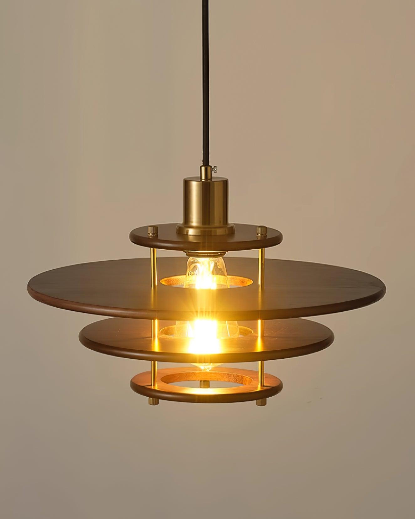 Pendel Pendant Lamp Layered Wood Brass Modern - Letslighting