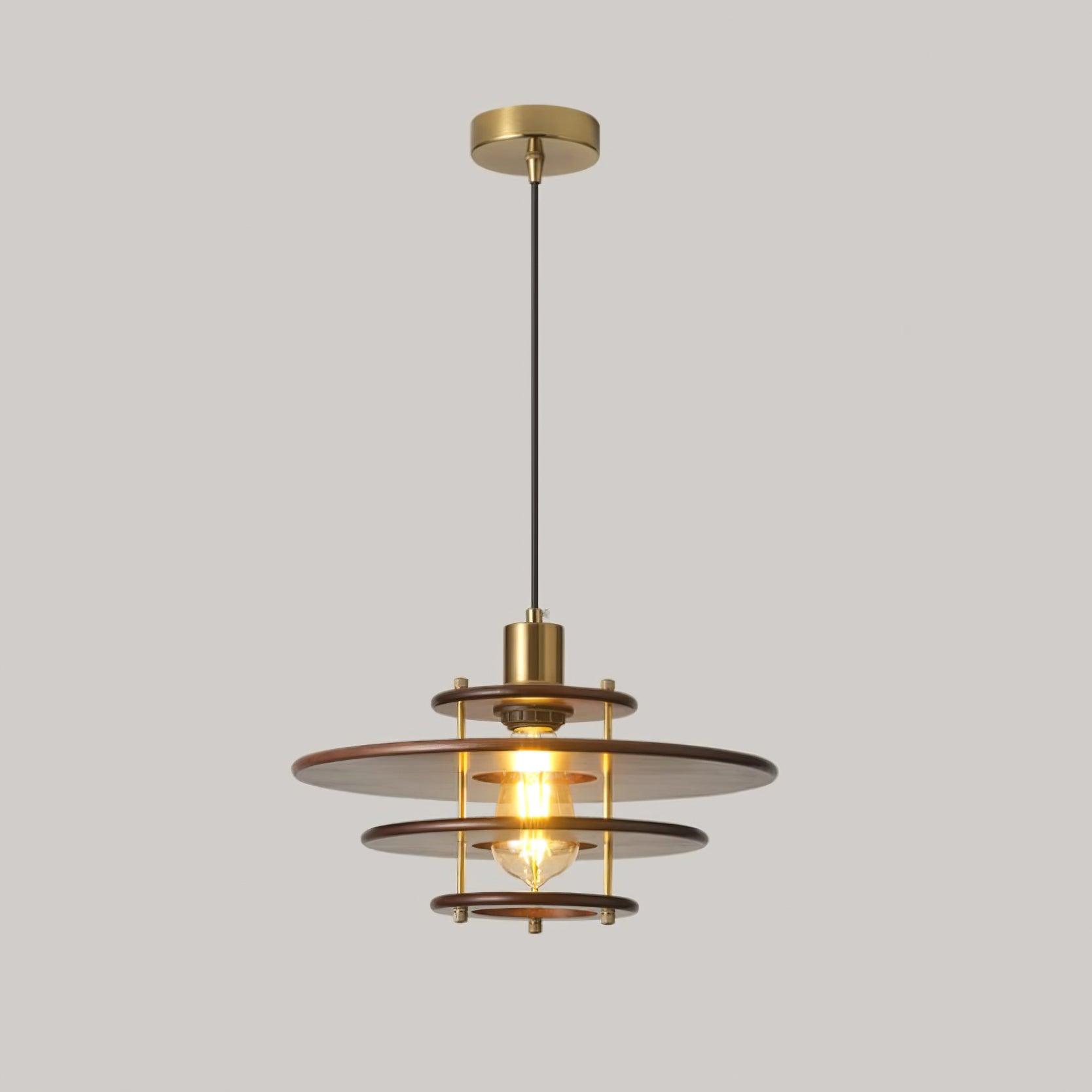 Pendel Pendant Lamp Layered Wood Brass Modern - Letslighting