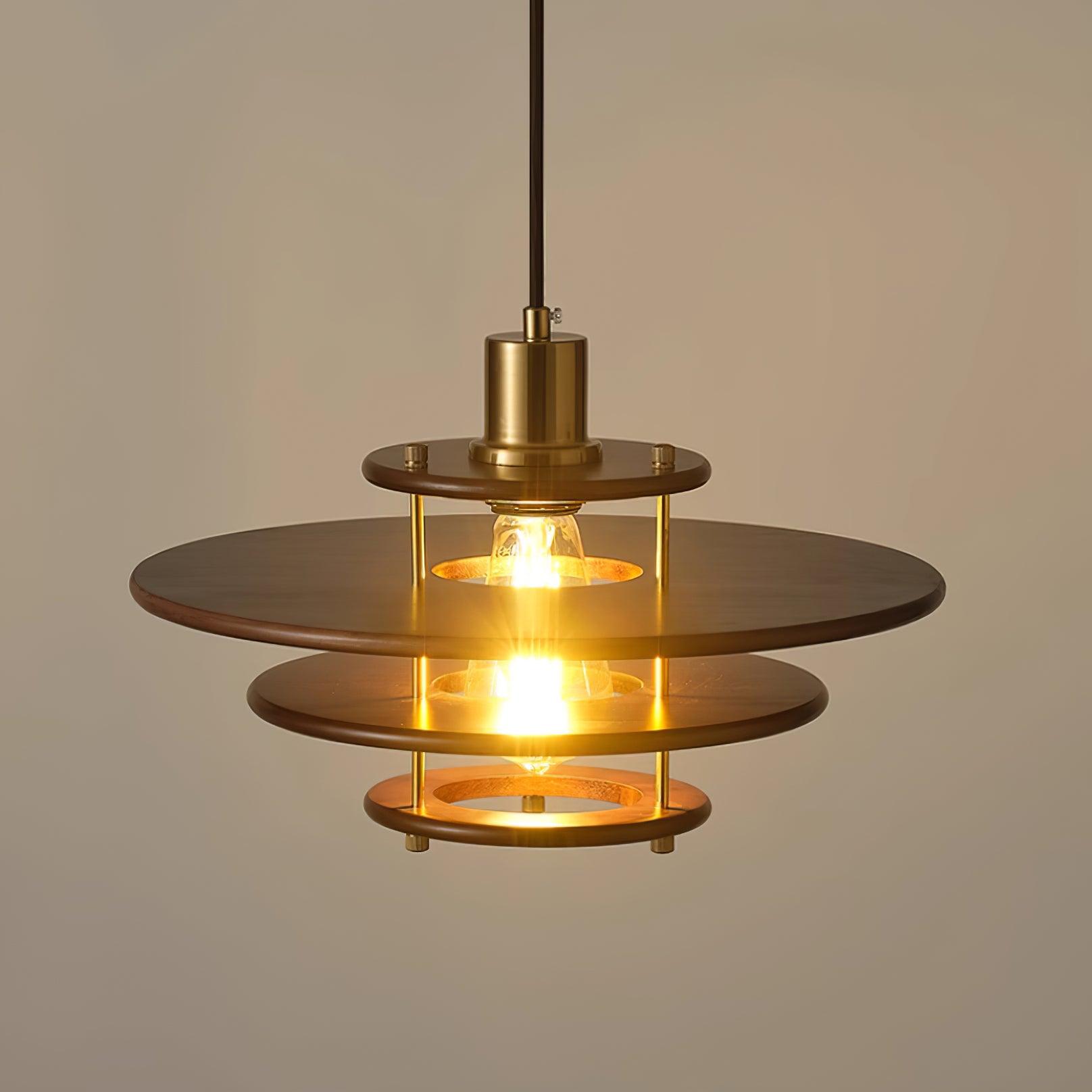 Pendel Pendant Lamp Layered Wood Brass Modern - Letslighting
