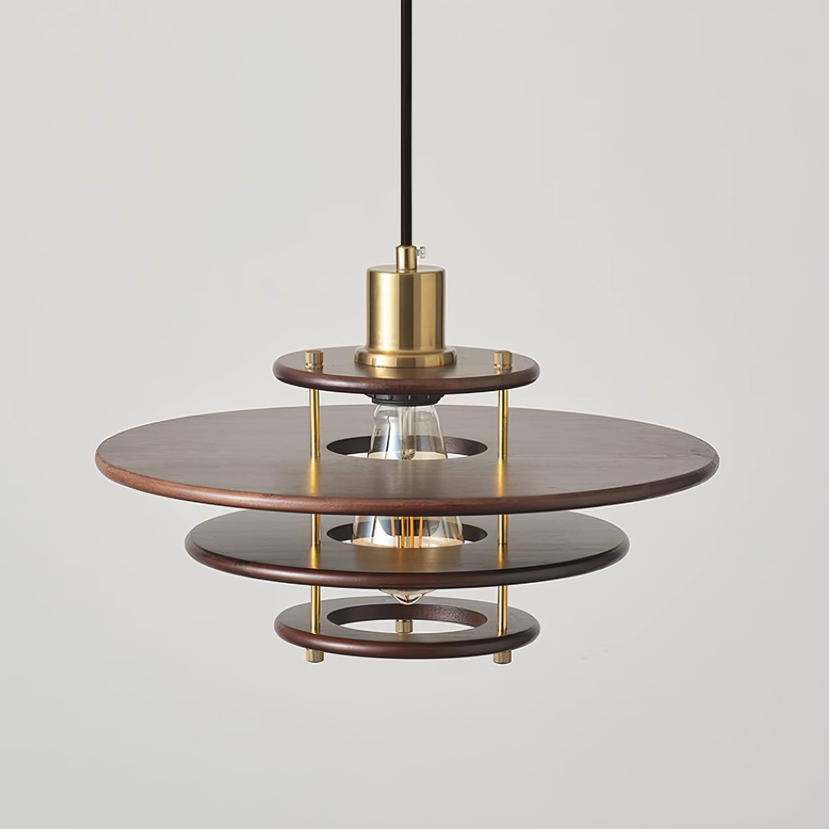 Pendel Pendant Lamp Layered Wood Brass Modern - Letslighting