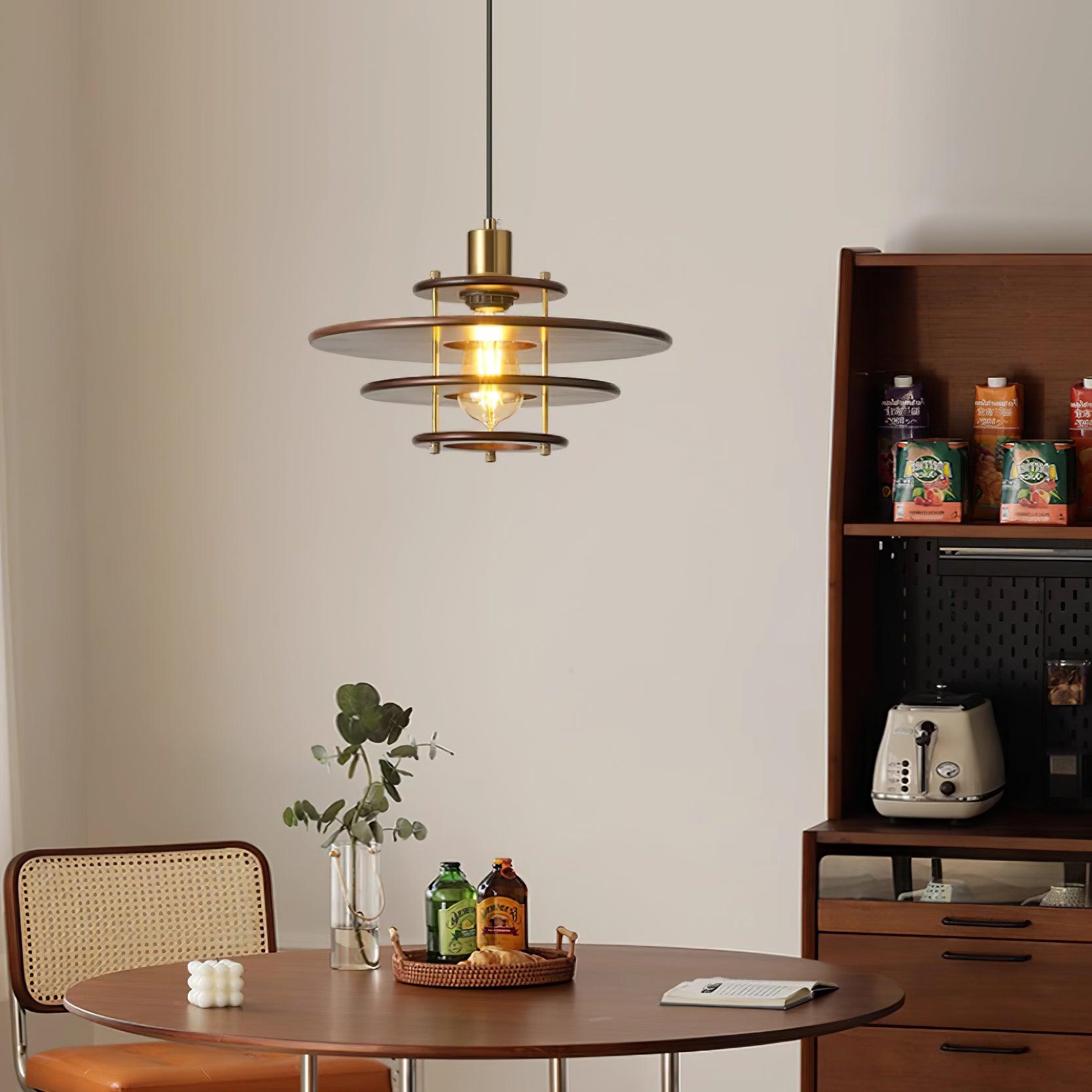 Pendel Pendant Lamp Layered Wood Brass Modern - Letslighting