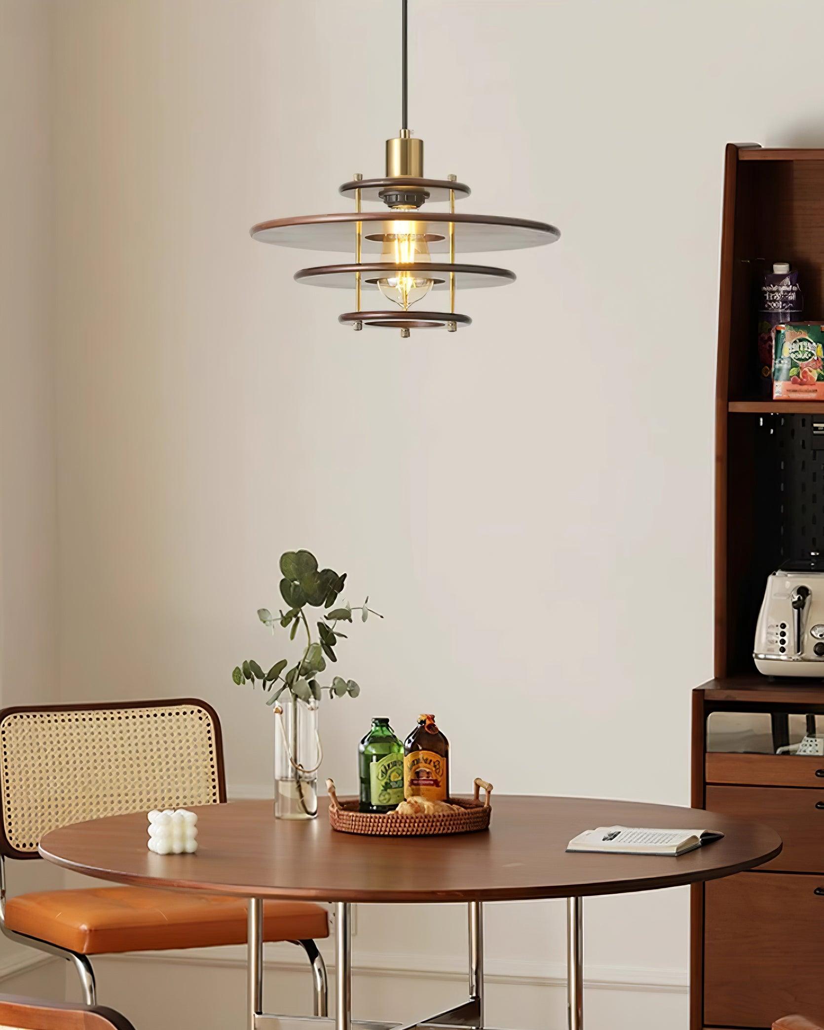 Pendel Pendant Lamp Layered Wood Brass Modern - Letslighting