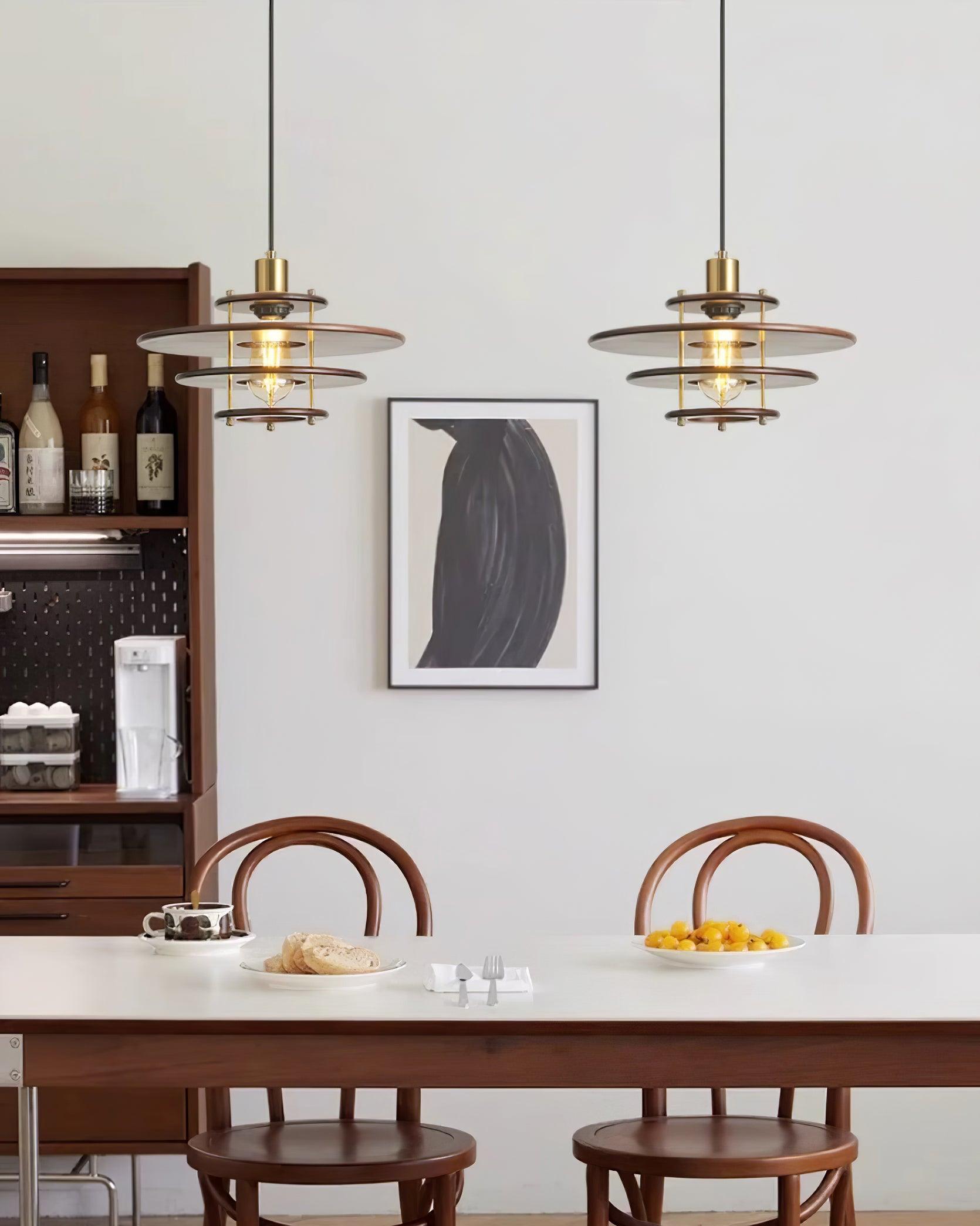 Pendel Pendant Lamp Layered Wood Brass Modern - Letslighting