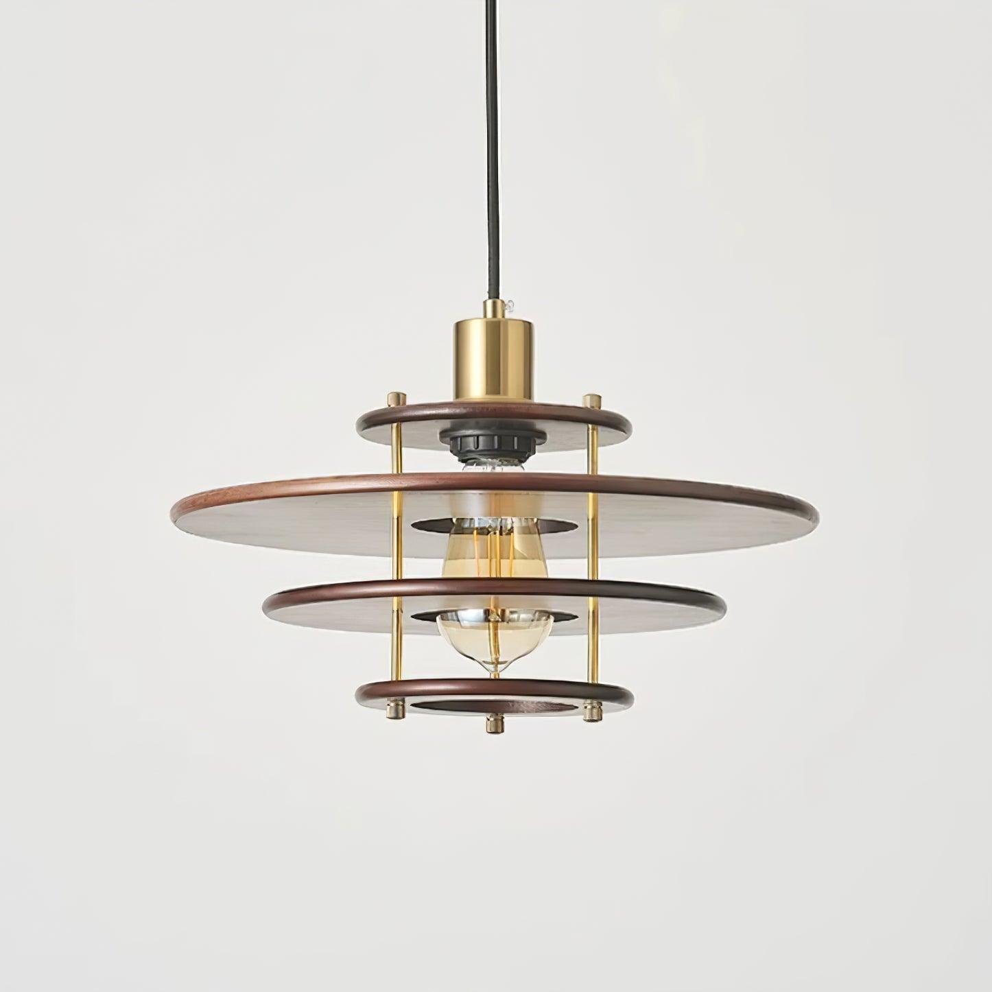 Pendel Pendant Lamp Layered Wood Brass Modern - Letslighting