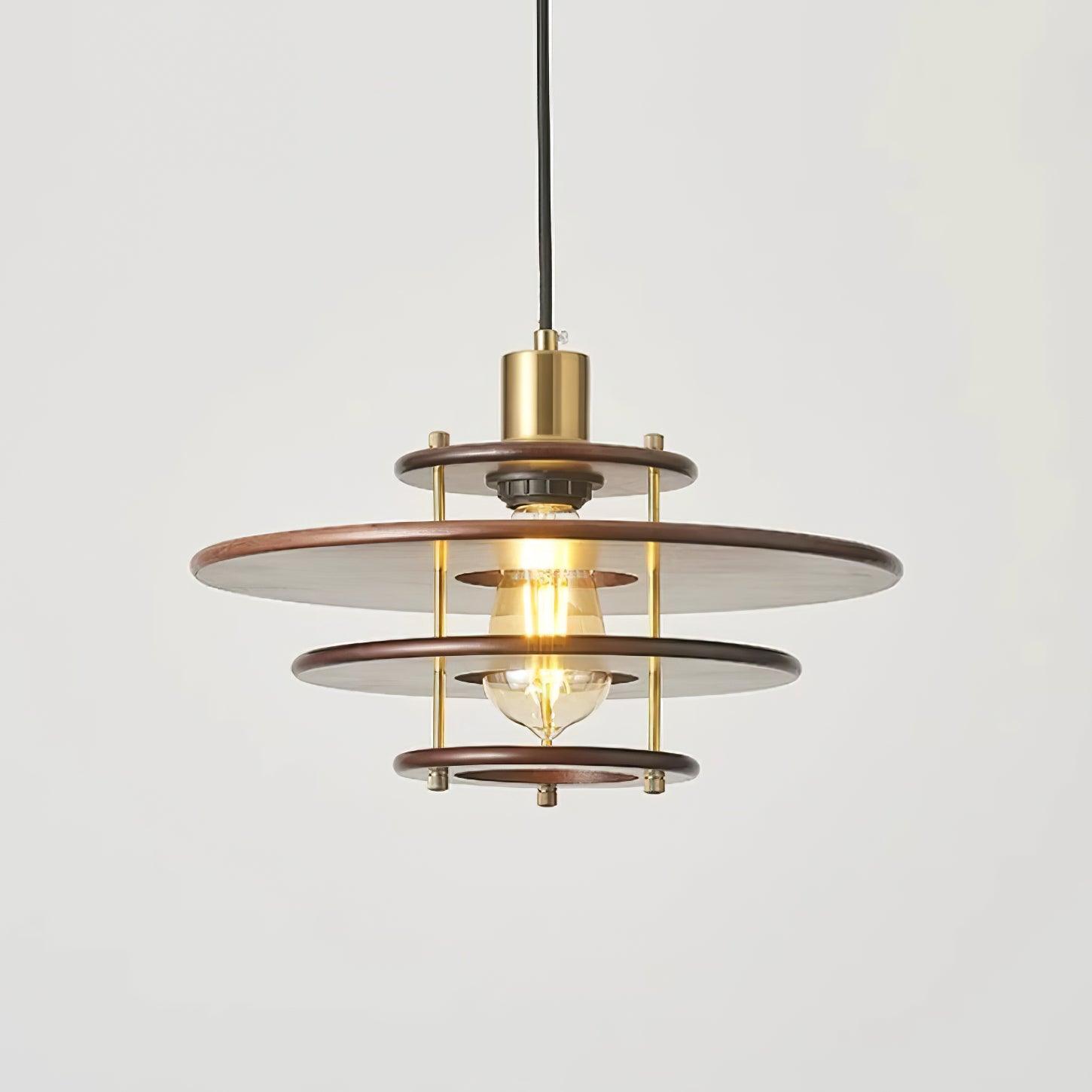 Pendel Pendant Lamp Layered Wood Brass Modern - Letslighting