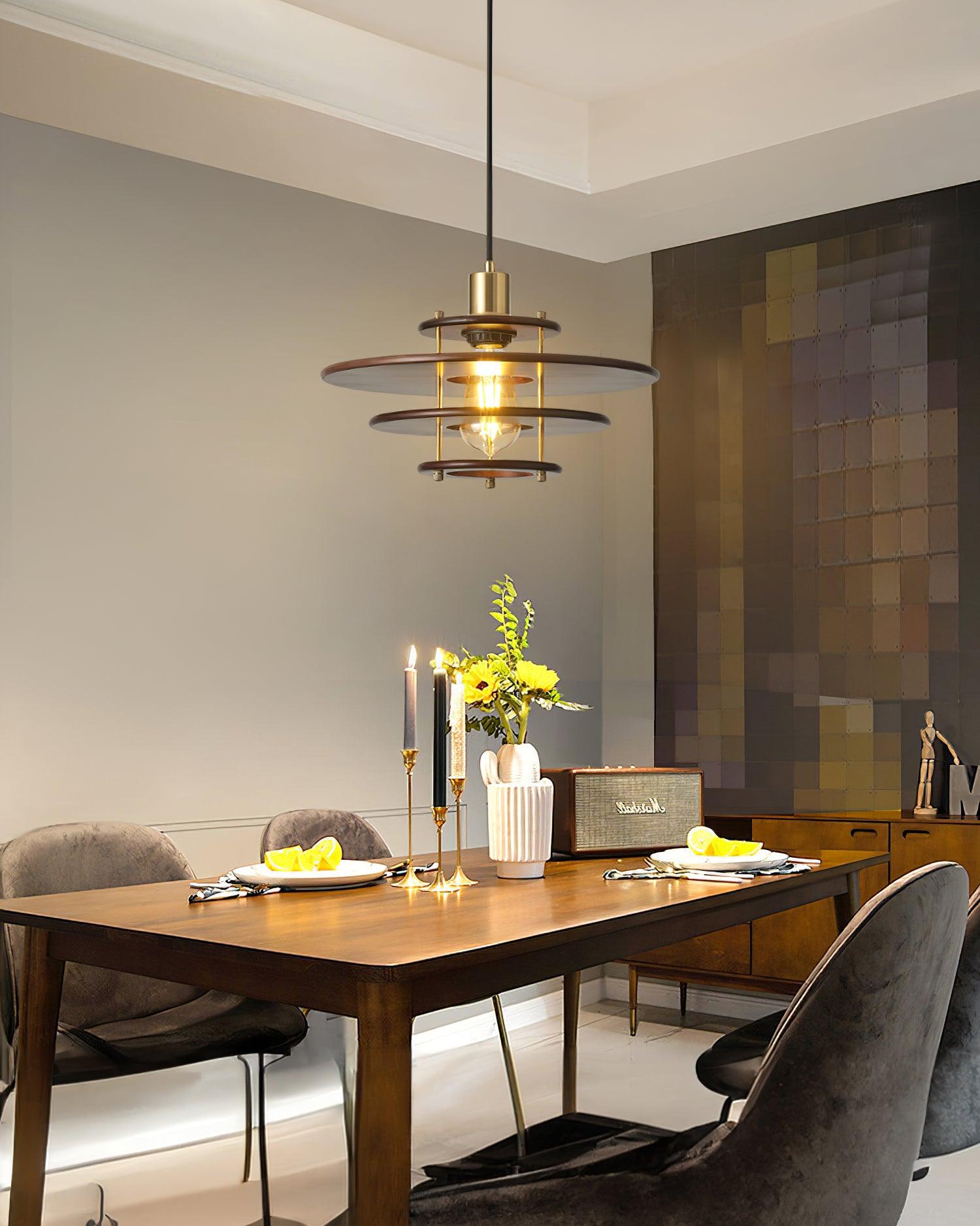 Pendel Pendant Lamp Layered Wood Brass Modern - Letslighting