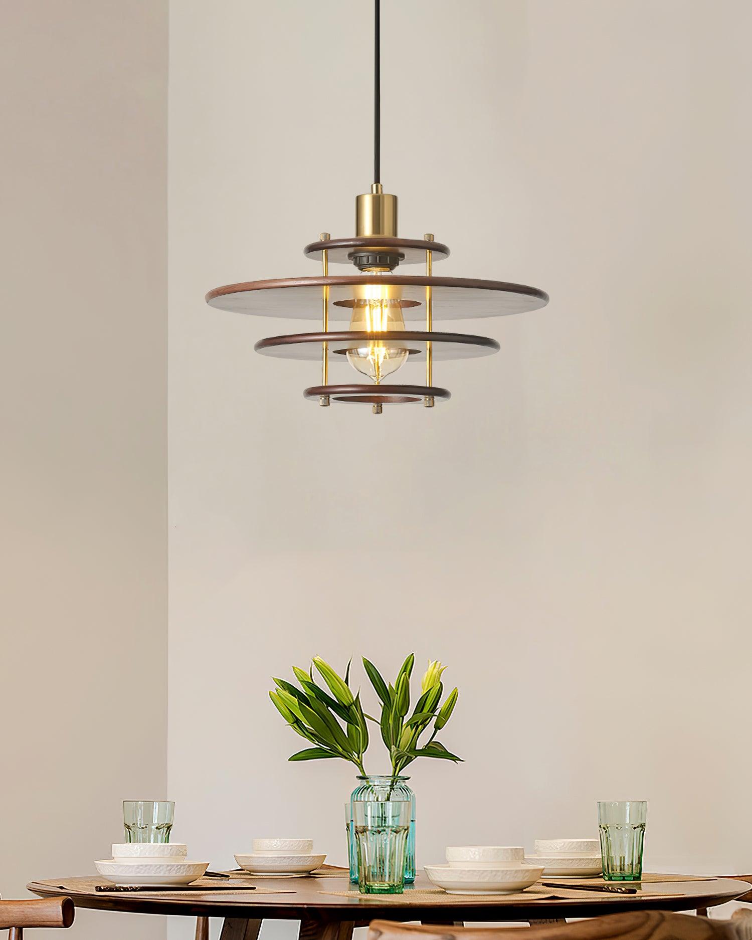 Pendel Pendant Lamp Layered Wood Brass Modern - Letslighting