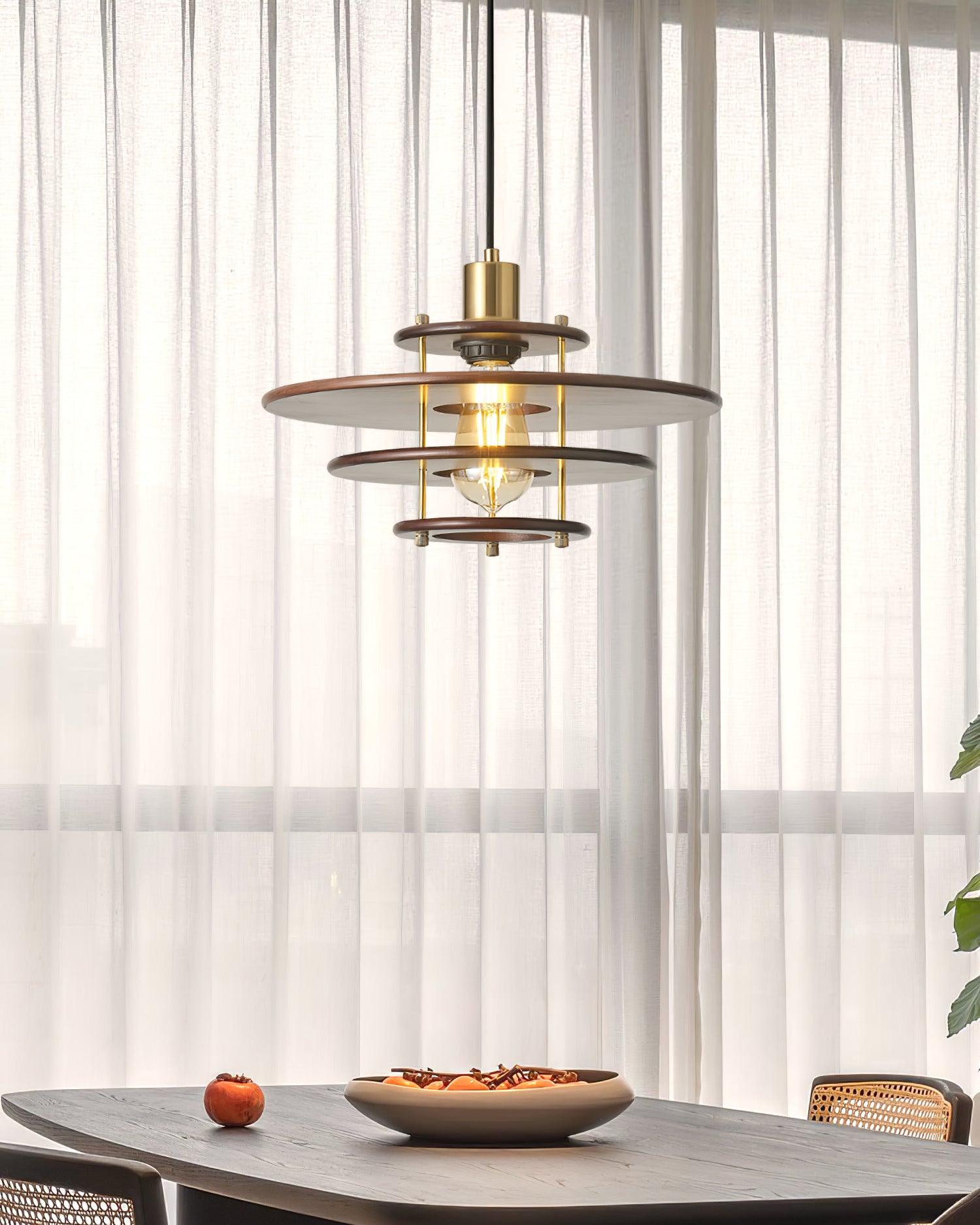 Pendel Pendant Lamp Layered Wood Brass Modern - Letslighting