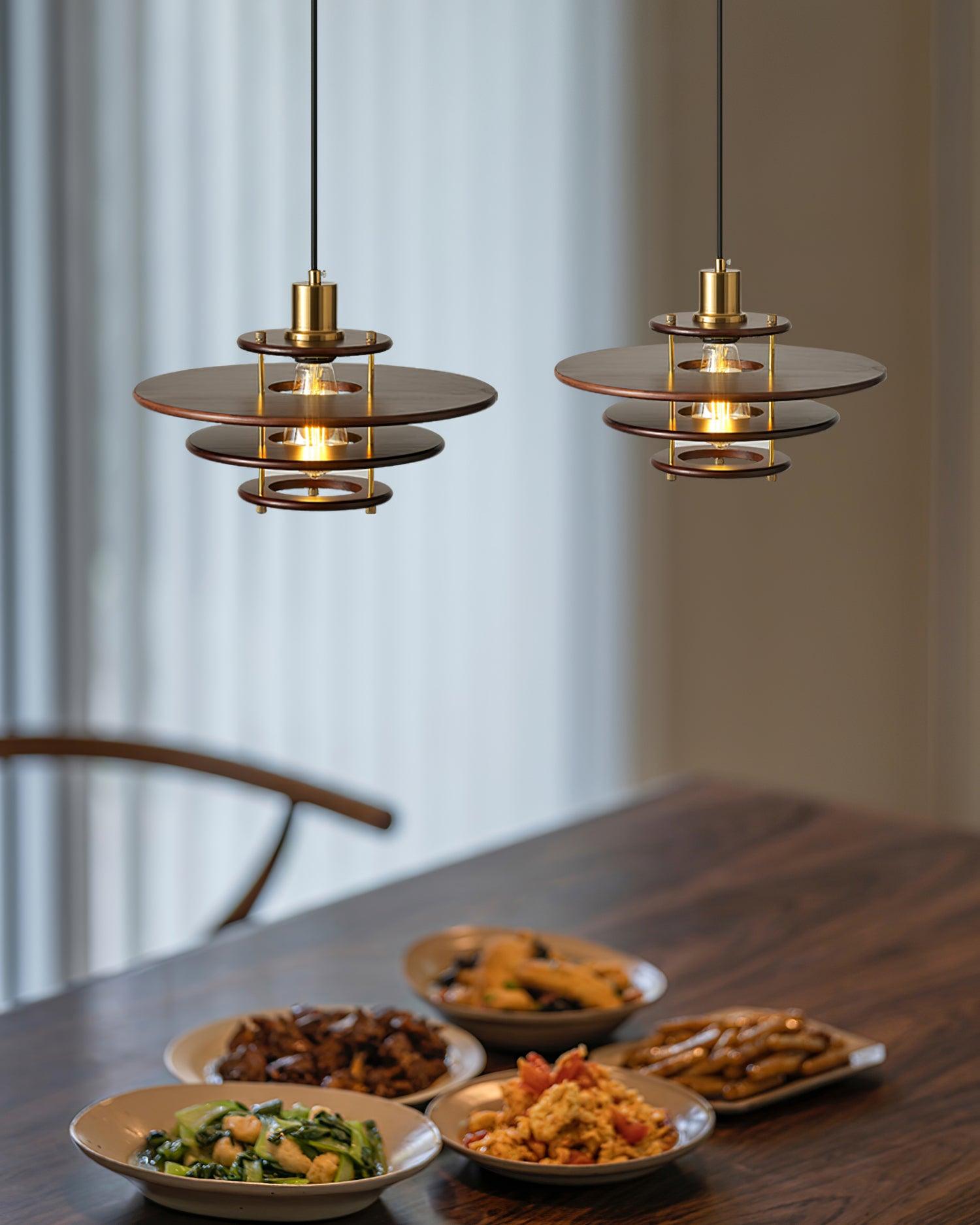 Pendel Pendant Lamp Layered Wood Brass Modern - Letslighting