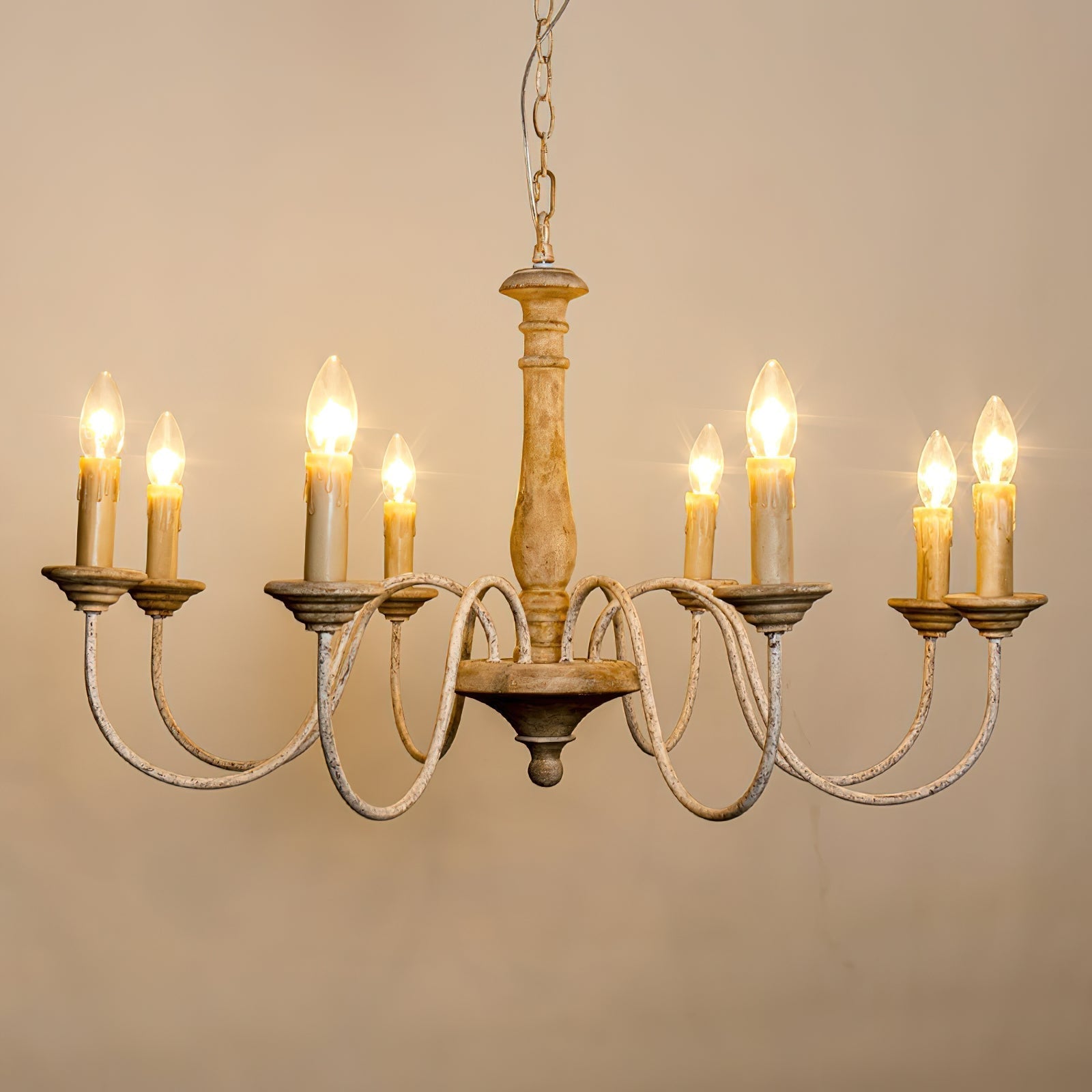 Syshaeth Vintage Industrial Hand-carved Wood Chandelier - Neutralighting