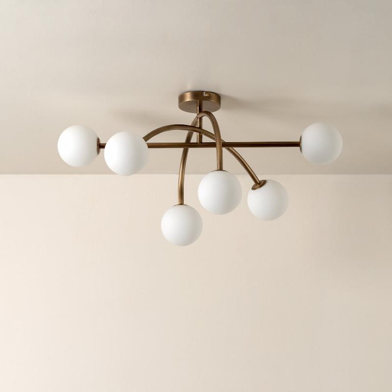 Sythael Modern Minimalist Brass Glass Ceiling Lamp - Lamp Copper