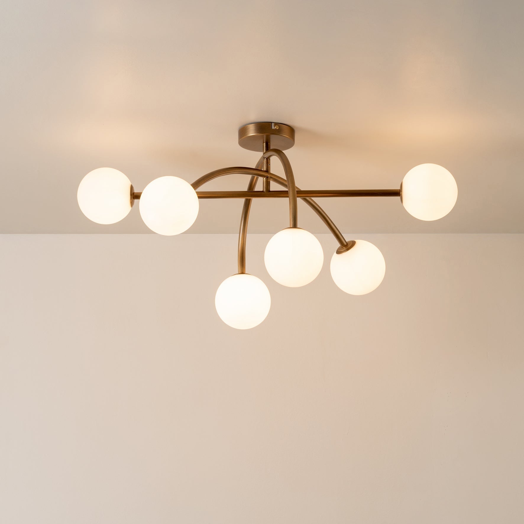 Sythael Modern Minimalist Brass Glass Ceiling Lamp - Lamp Copper