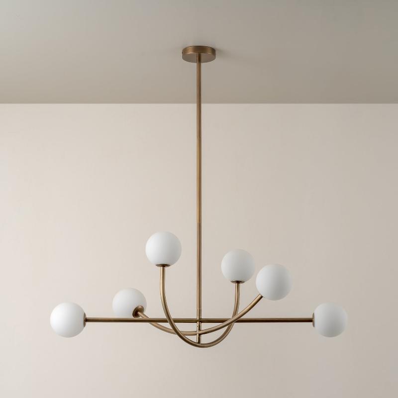 Ilvelia Modern Minimalist Brass Glass Chandelier - Lamp Copper
