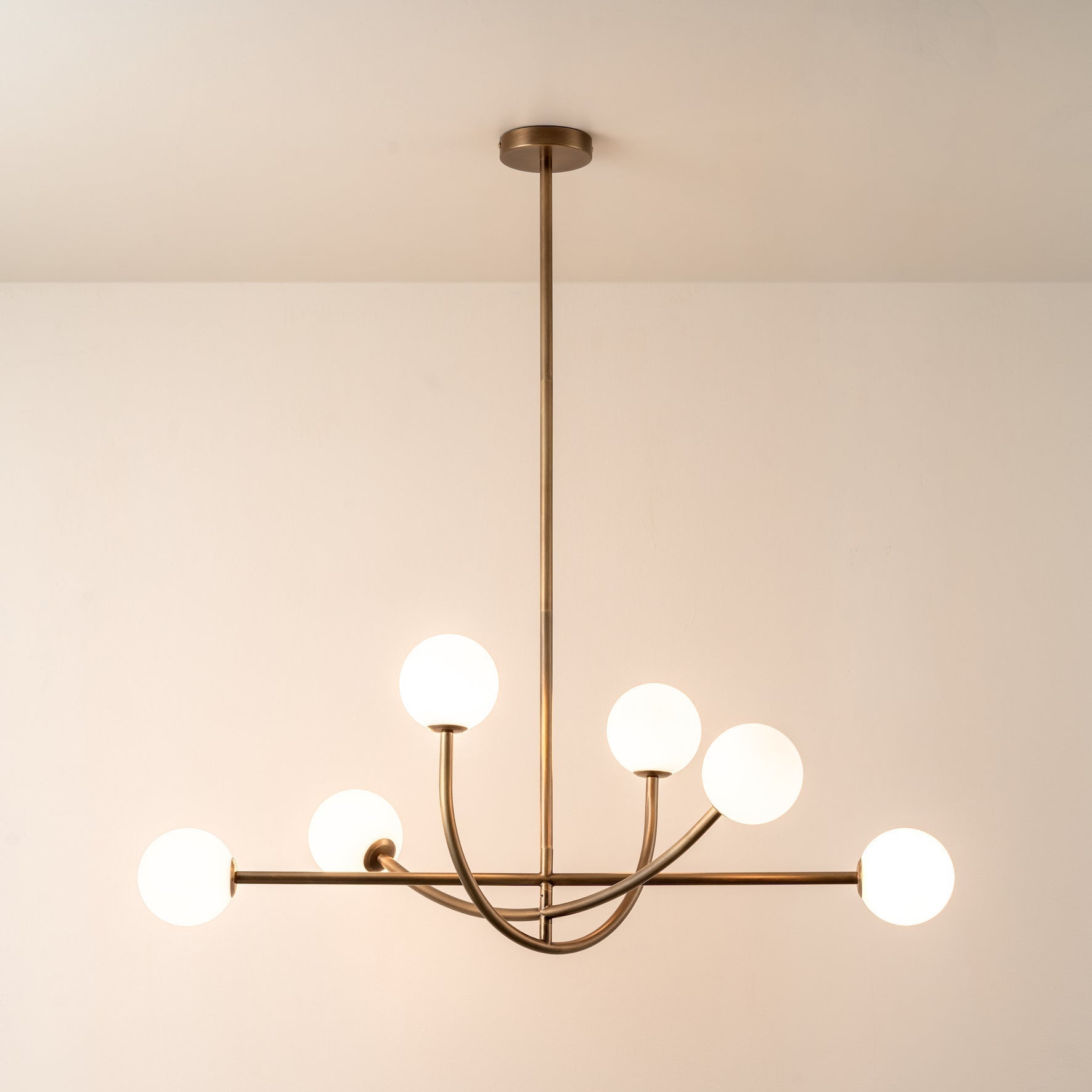 Ilvelia Modern Minimalist Brass Glass Chandelier - Lamp Copper