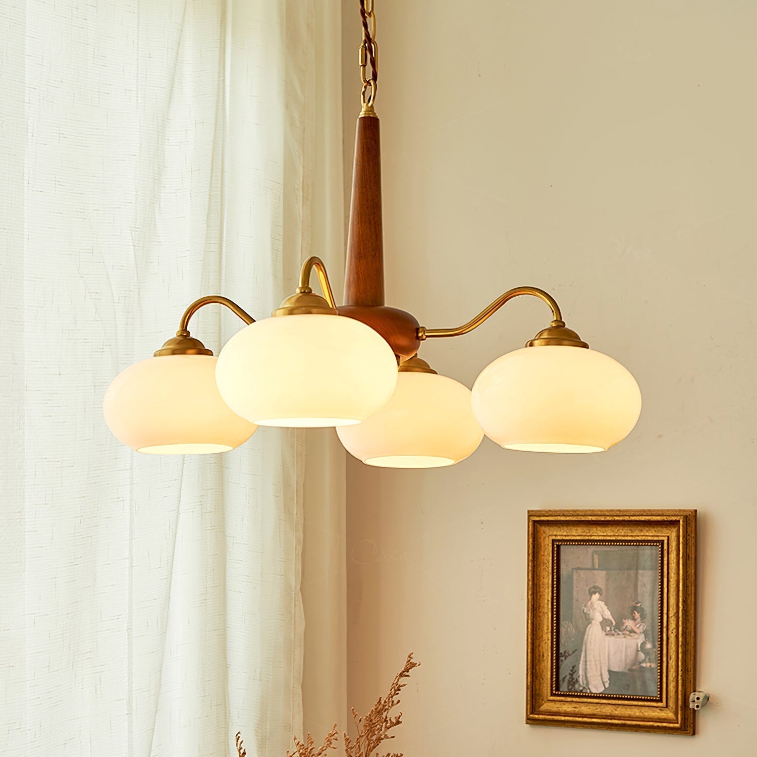 Elmiror Premium Nordic Art Wood Glass Chandelier - Neutralighting