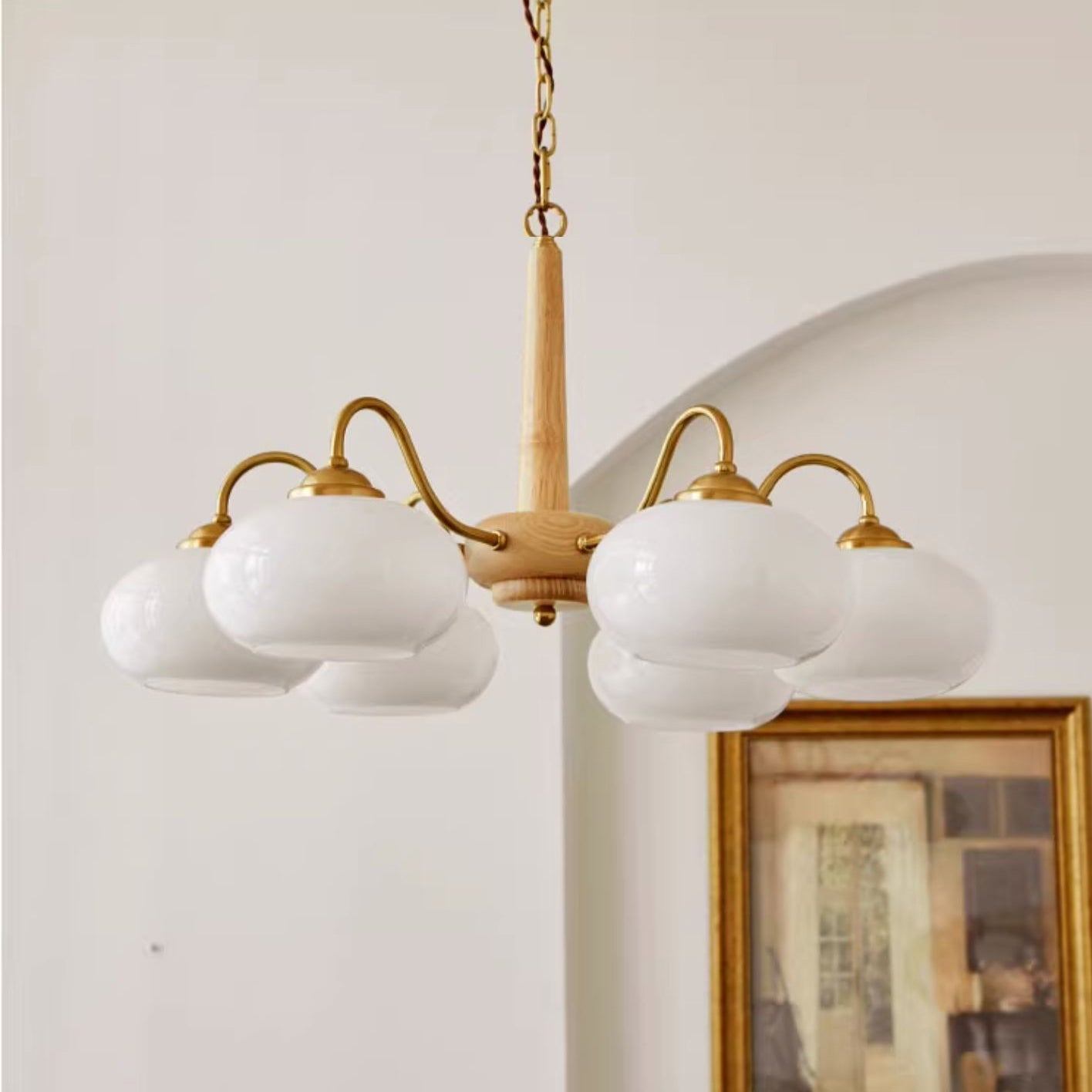 Elmiror Premium Nordic Art Wood Glass Chandelier - Neutralighting