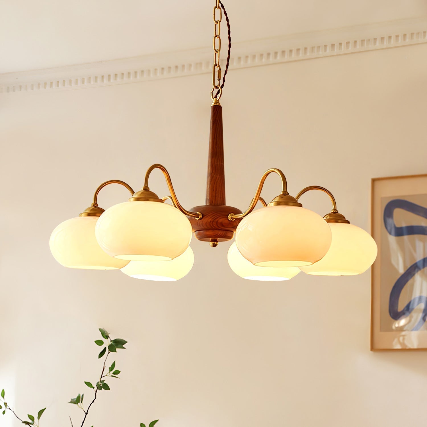 Elmiror Premium Nordic Art Wood Glass Chandelier - Neutralighting