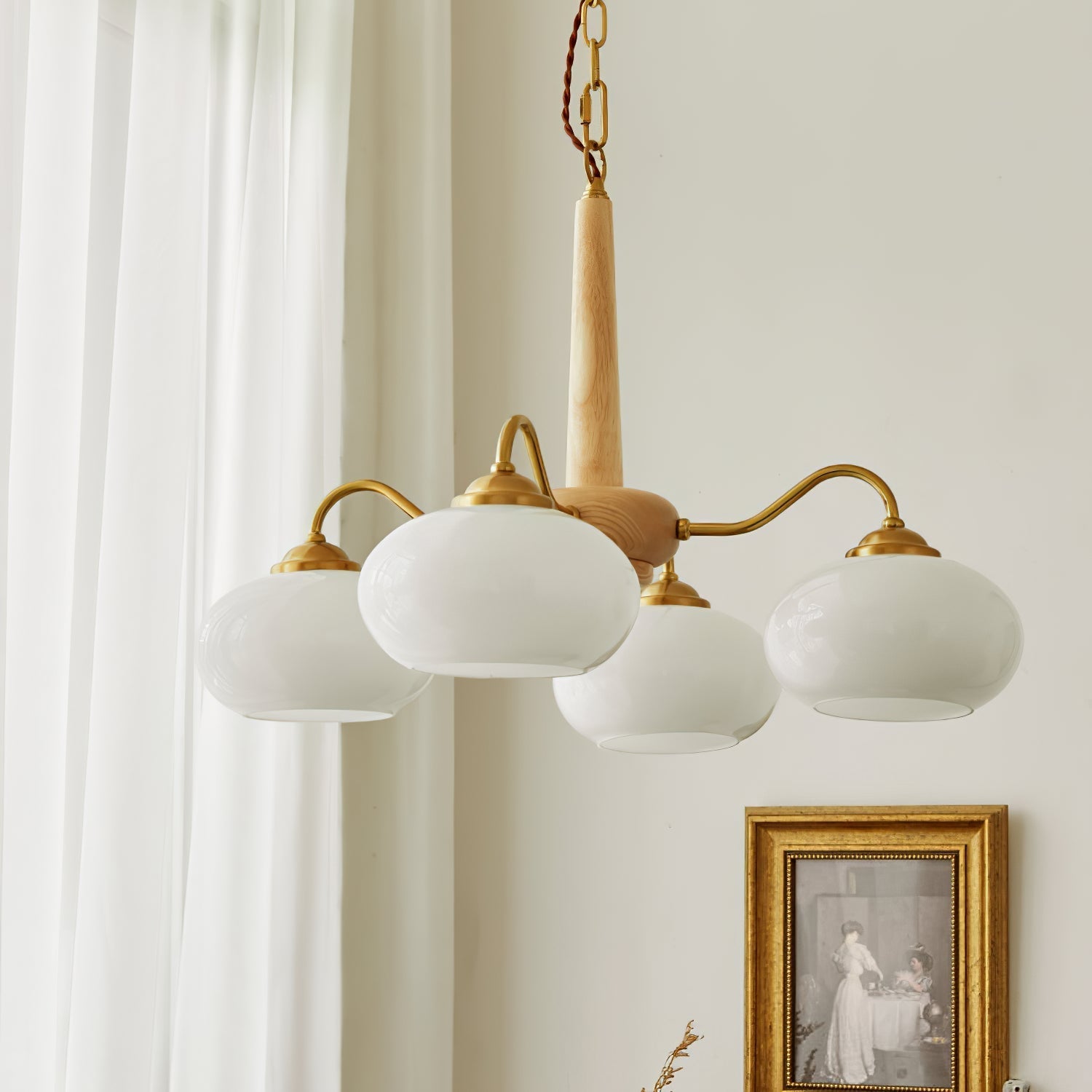 Elmiror Premium Nordic Art Wood Glass Chandelier - Neutralighting