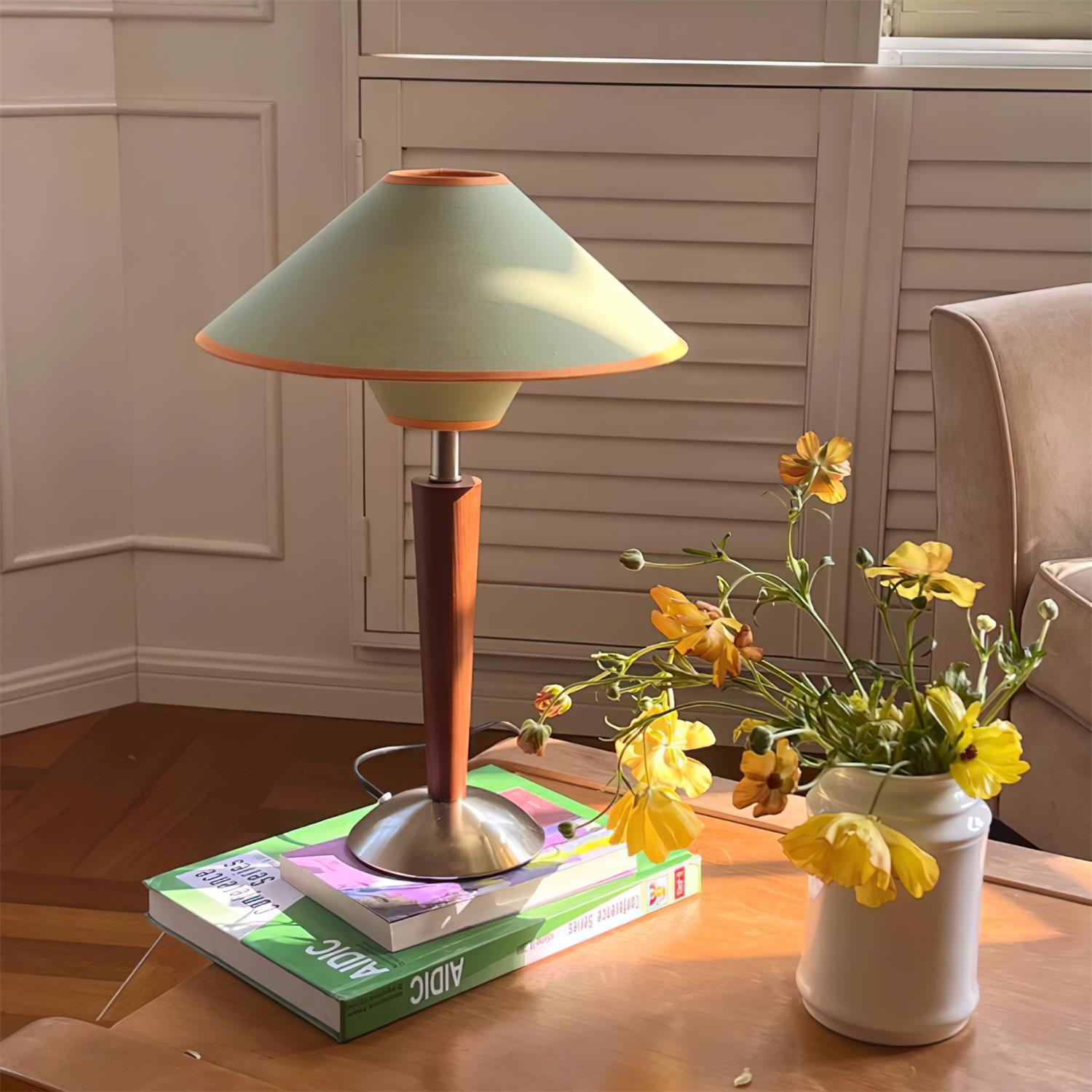 Perzel Lampe de Table Tige en Bois Abat-jour en Tissu - Neutralighting